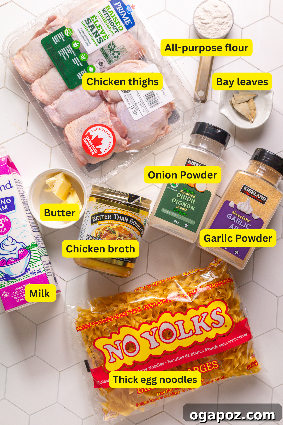 Homestyle Slow Cooker Chicken and Noodles 3 A vibrant selection of ingredients for Crockpot Chicken and Noodles, including fresh chicken, herbs, and spices.