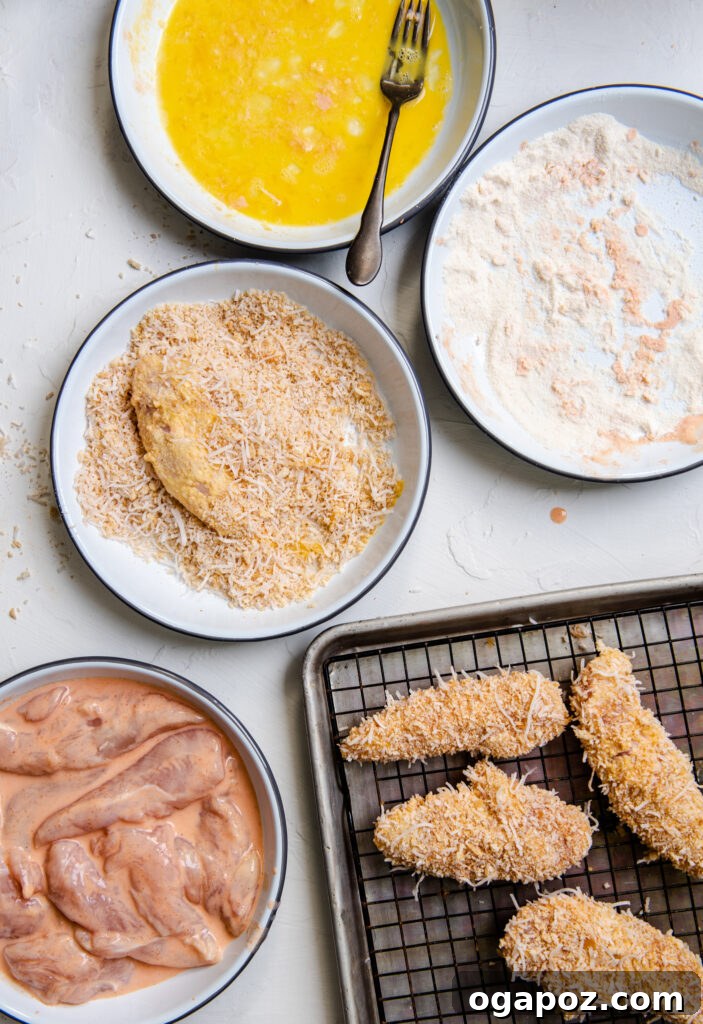 Air-Fried Crispy Coconut Chicken Strips 6 Ingredients for Air Fryer Coconut Chicken Tenders breading.