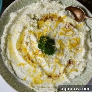 Lemon Whipped Feta Dip, beautifully presented in a bowl, ready to be served.