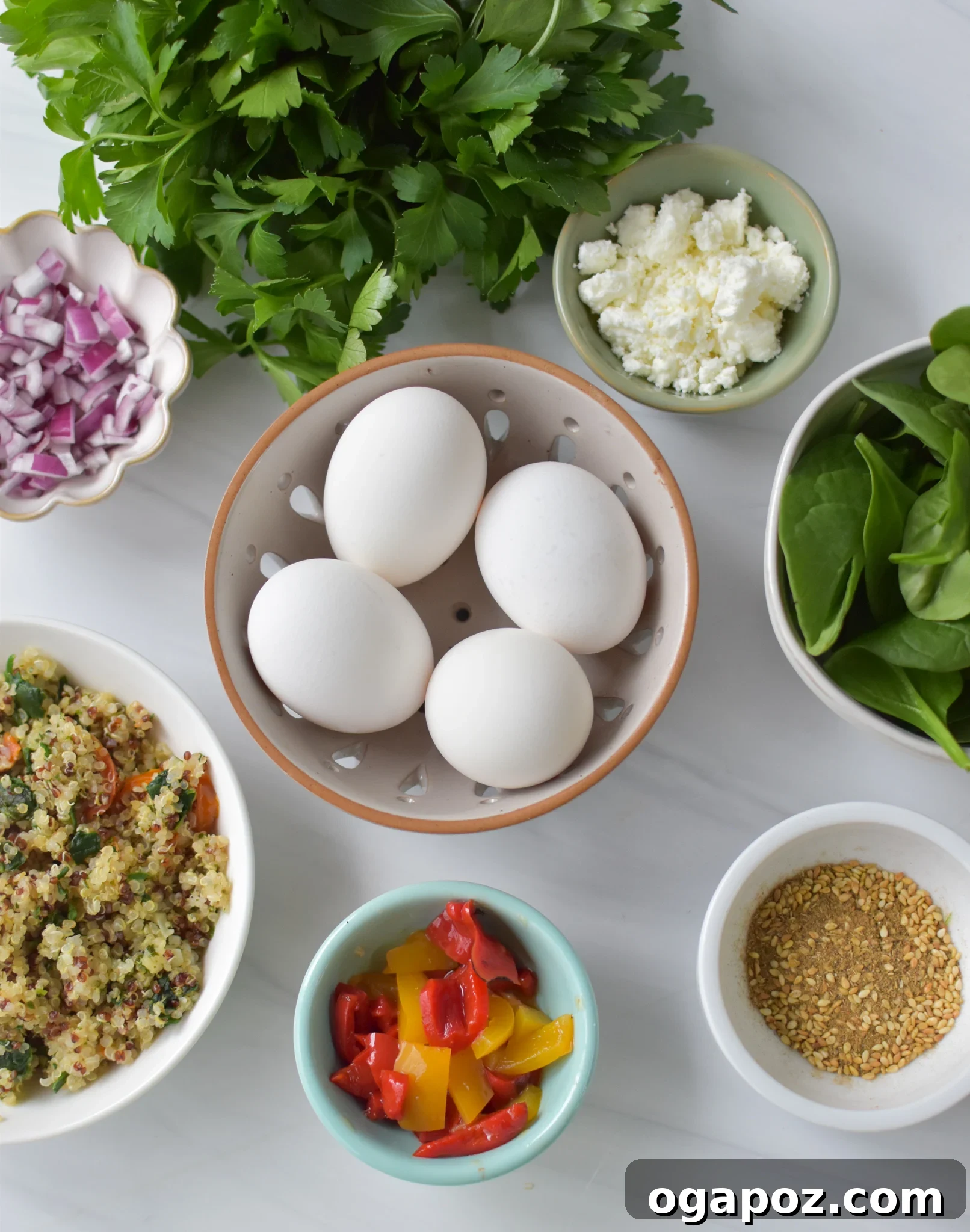Mediterranean Egg Scramble ingredients.