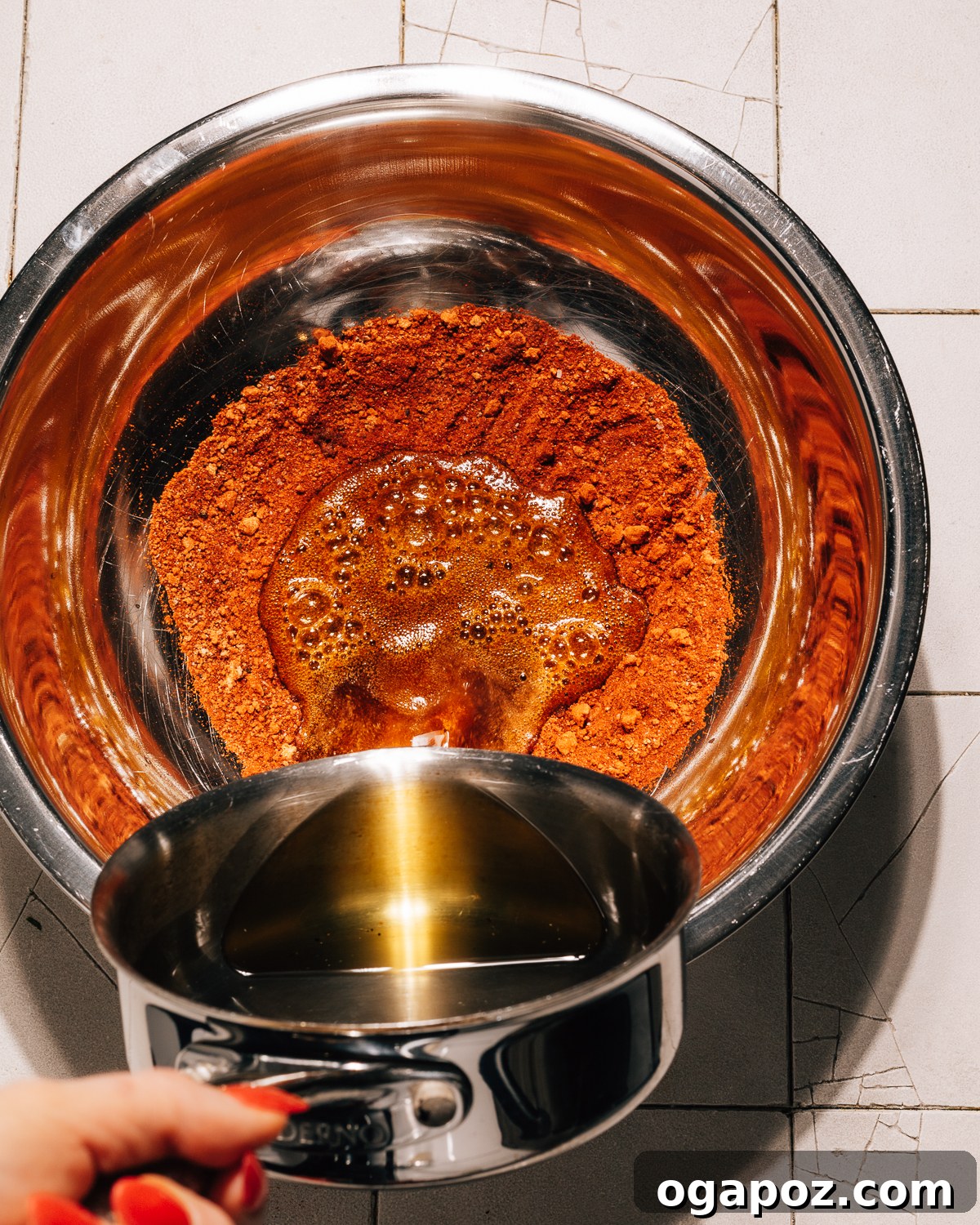 Step 1: Spices are measured into a bowl.