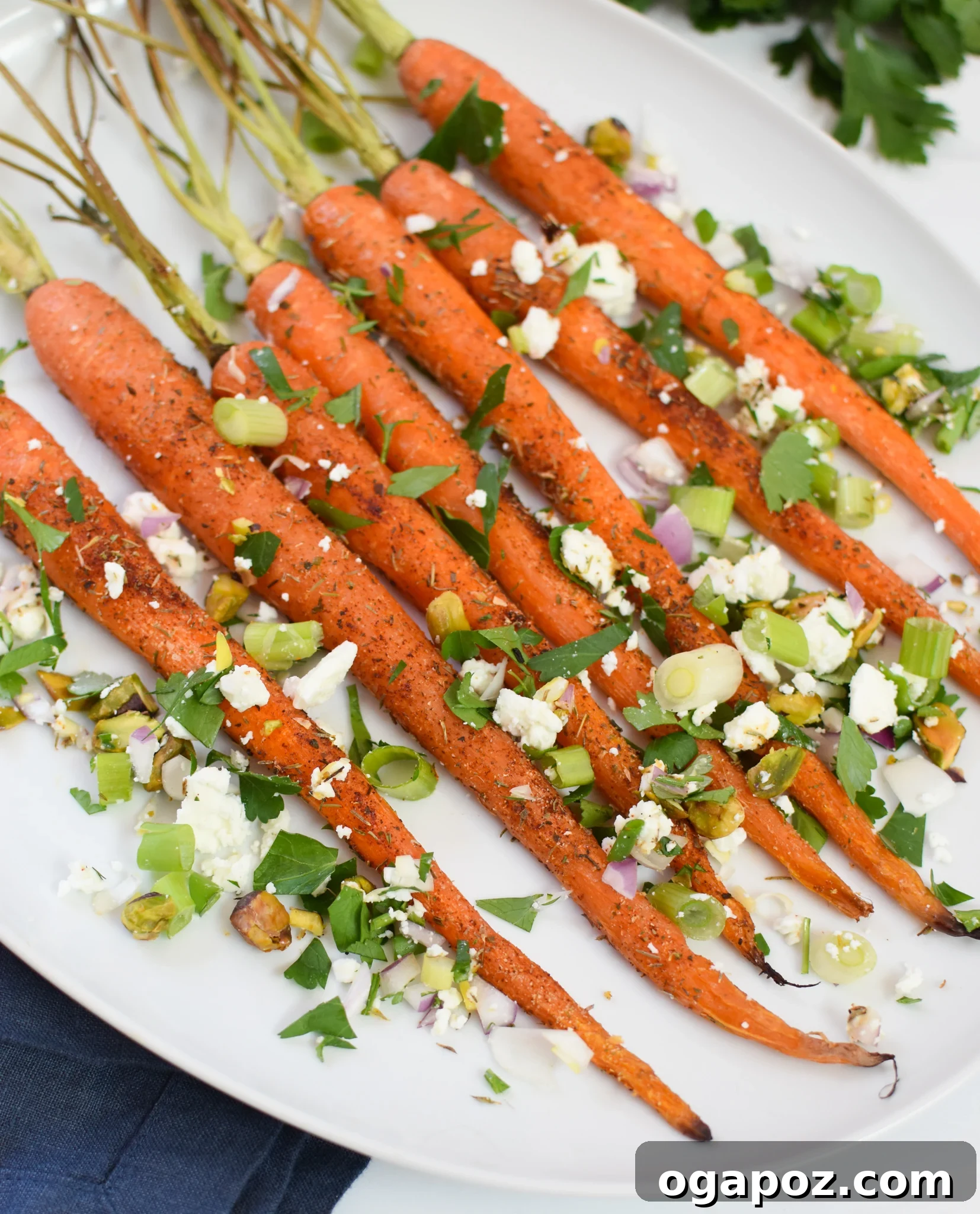 Golden Roasted Carrots with Crunchy Pistachios 7 Close-up of Roasted Carrots with Pistachios, showcasing the feta cheese and texture.