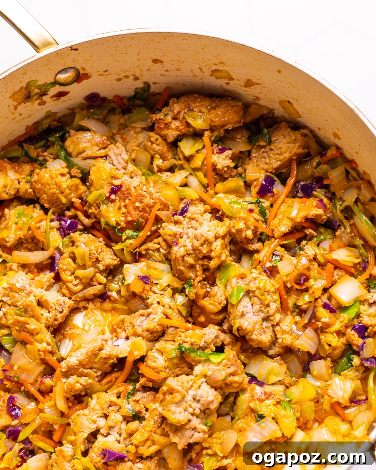 15 Minute Savory Egg Roll Bowl 4 Egg Roll in pan