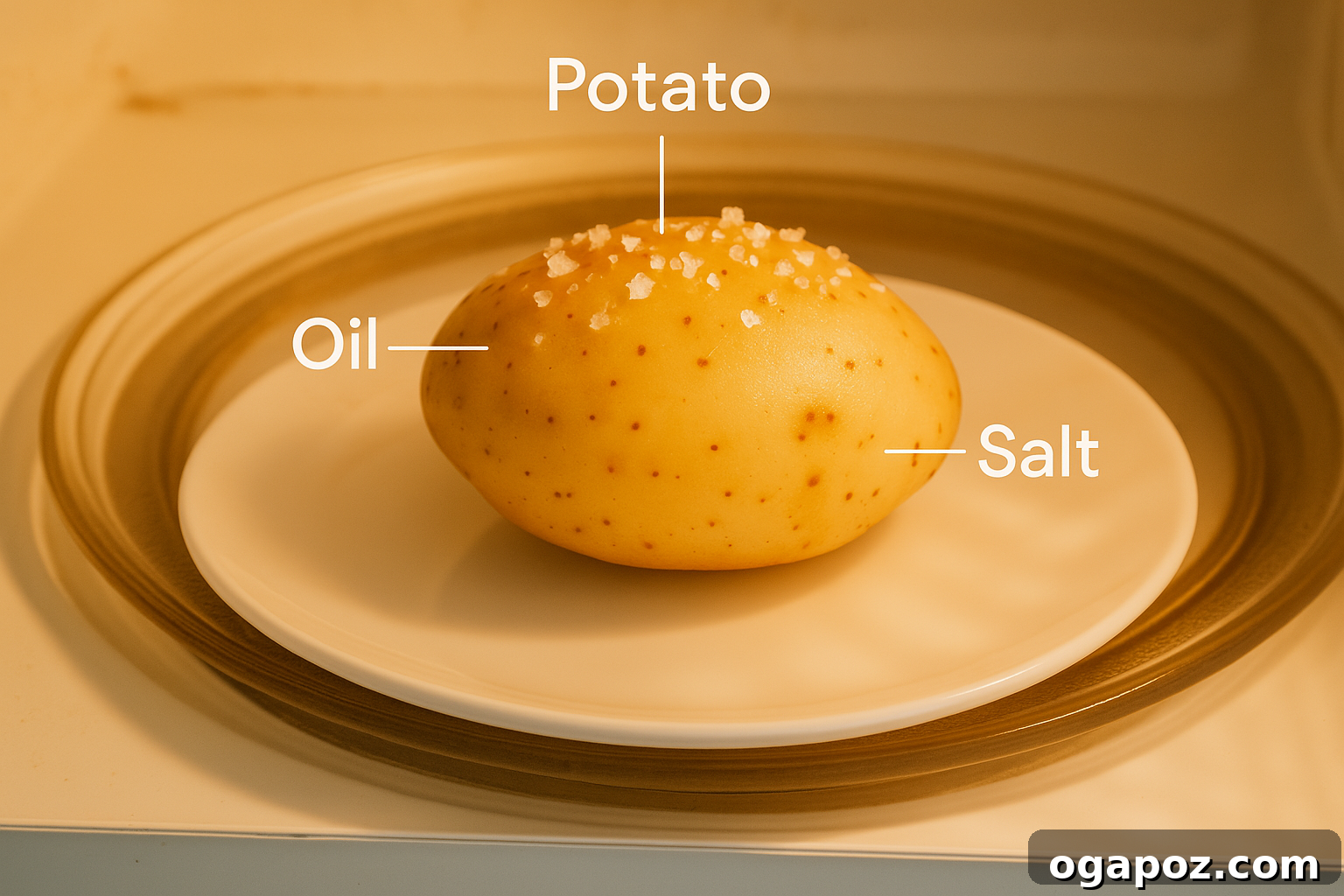 Microwave Baked Potato Ingredients: Russet potato, olive oil, and salt