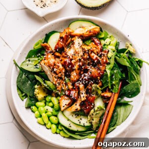Teriyaki bowl with chopsticks.