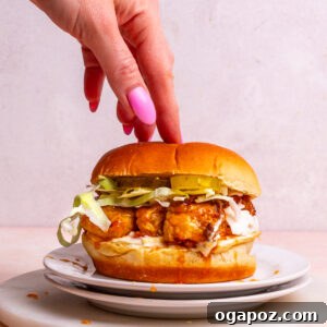 Hot Honey Chicken Sandwich, beautifully garnished and ready to eat.