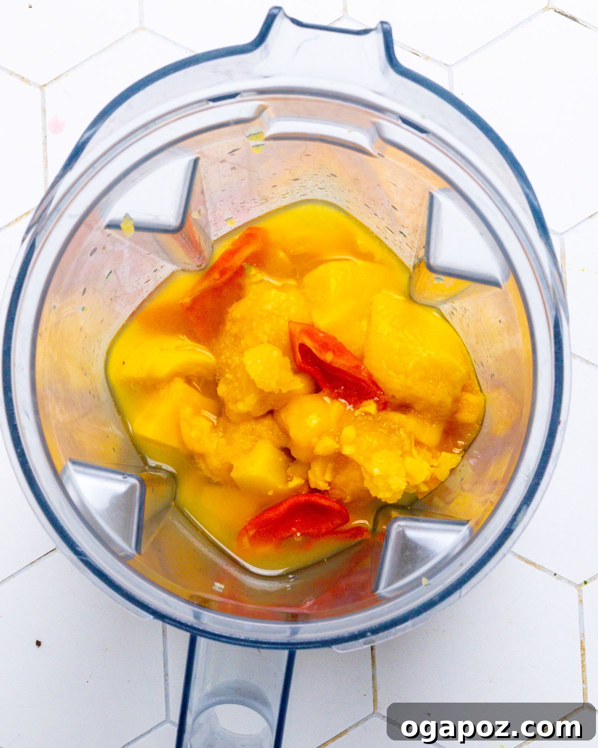 Tropical Fire Sauce 4 Step 1: Blend all ingredients for mango habanero sauce