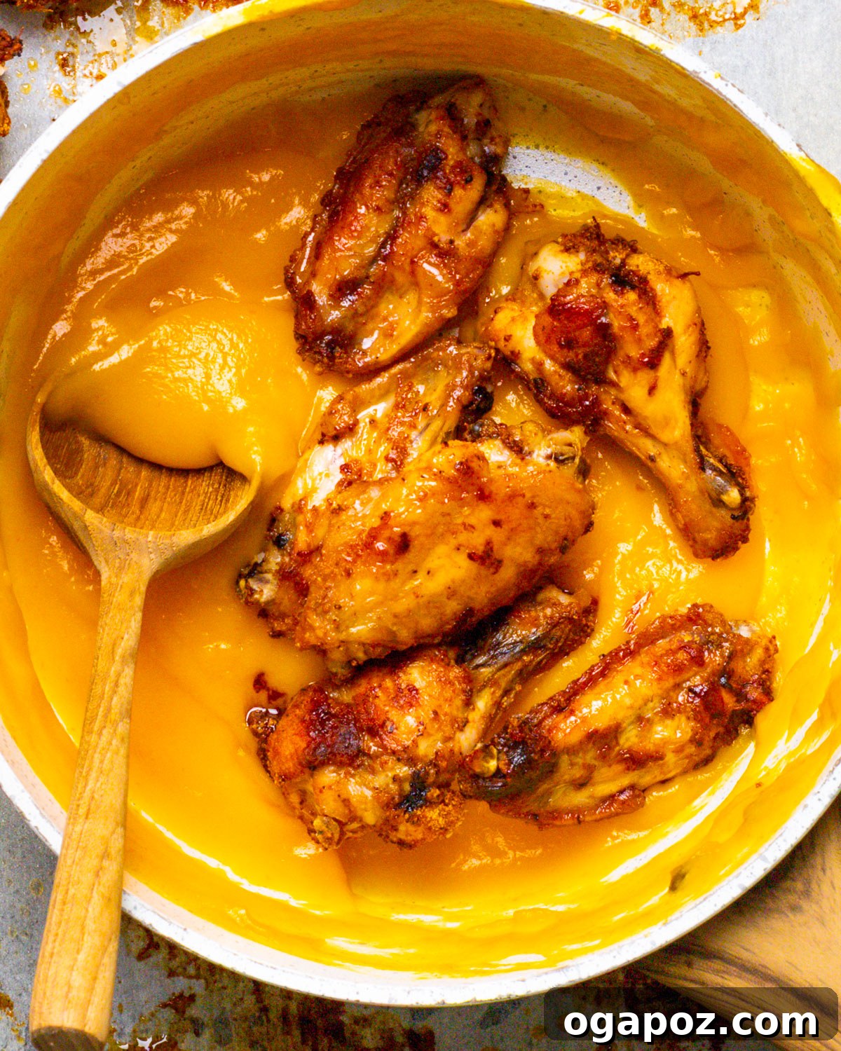 Mango Blaze Wings 2 Crispy Baked Mango Habanero Wings with a Sticky Glaze