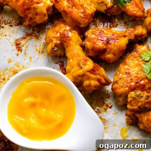 Mango Habanero Wings with sauce.