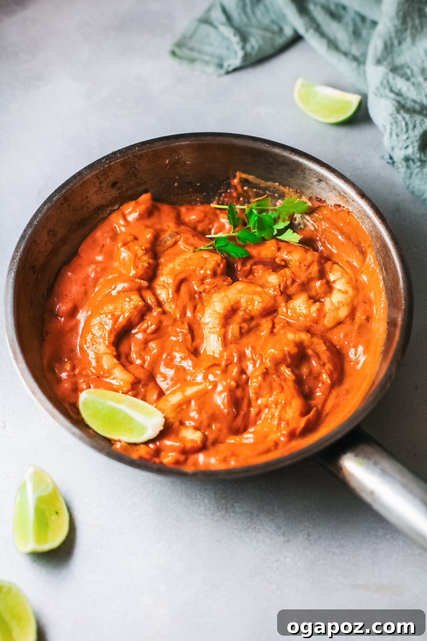 Effortless Shrimp Curry 5 Shrimp searing in a skillet for the Easy Shrimp Curry Recipe