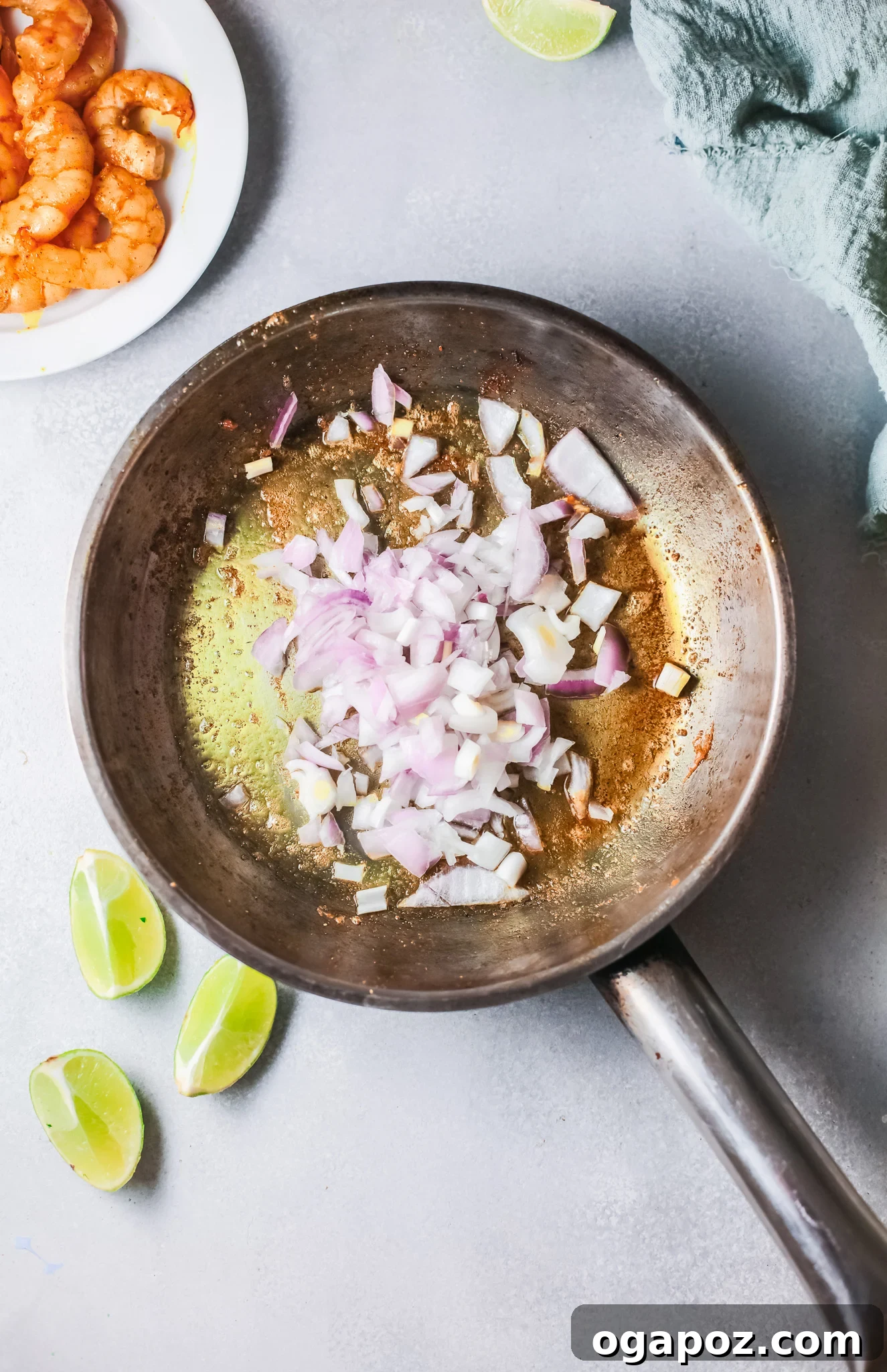 Effortless Shrimp Curry 7 Curry sauce simmering in a skillet for the Easy Shrimp Curry Recipe