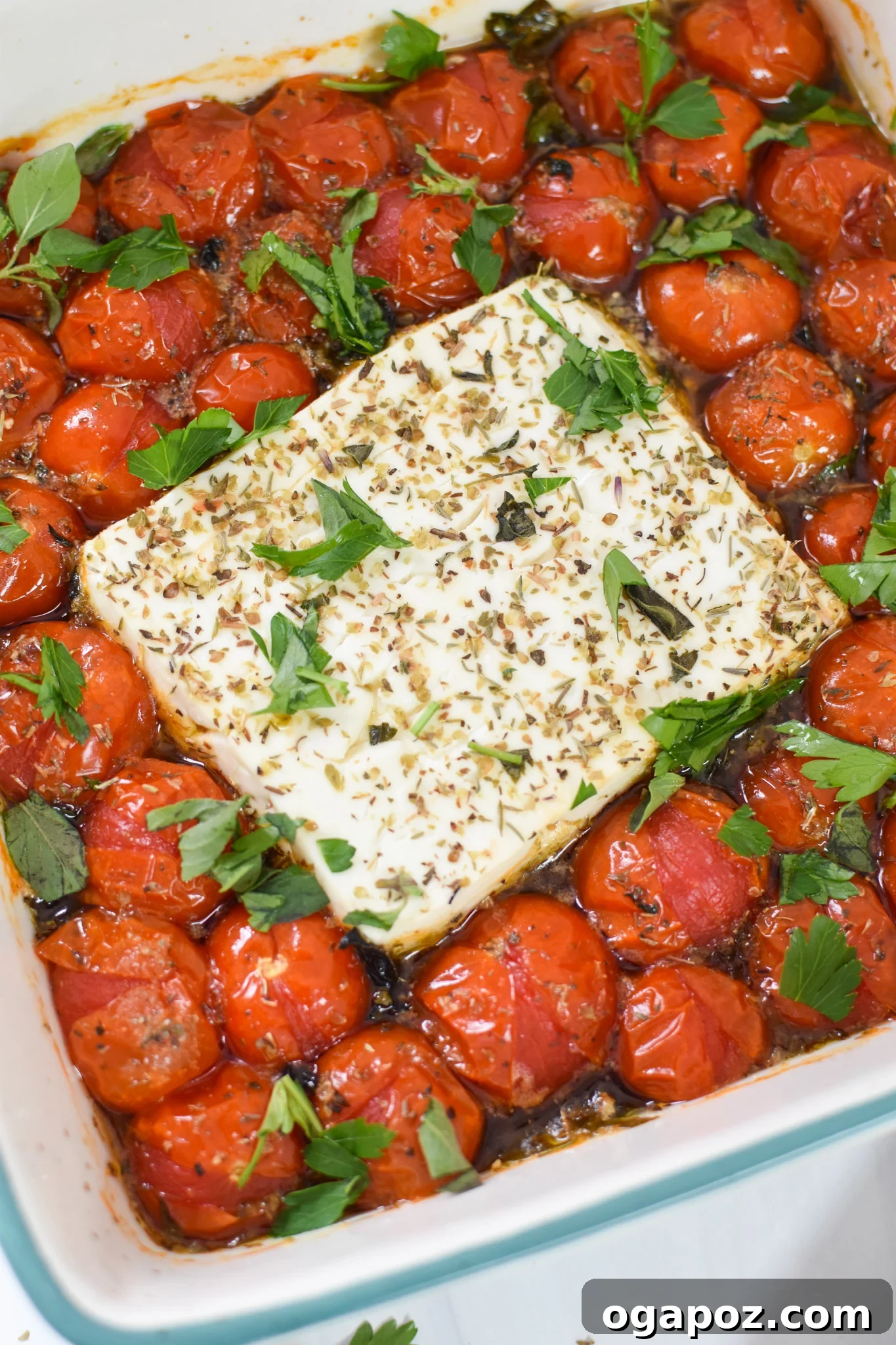 Your New Favorite Baked Feta 2 Easy Baked Feta Recipe with fresh herbs.