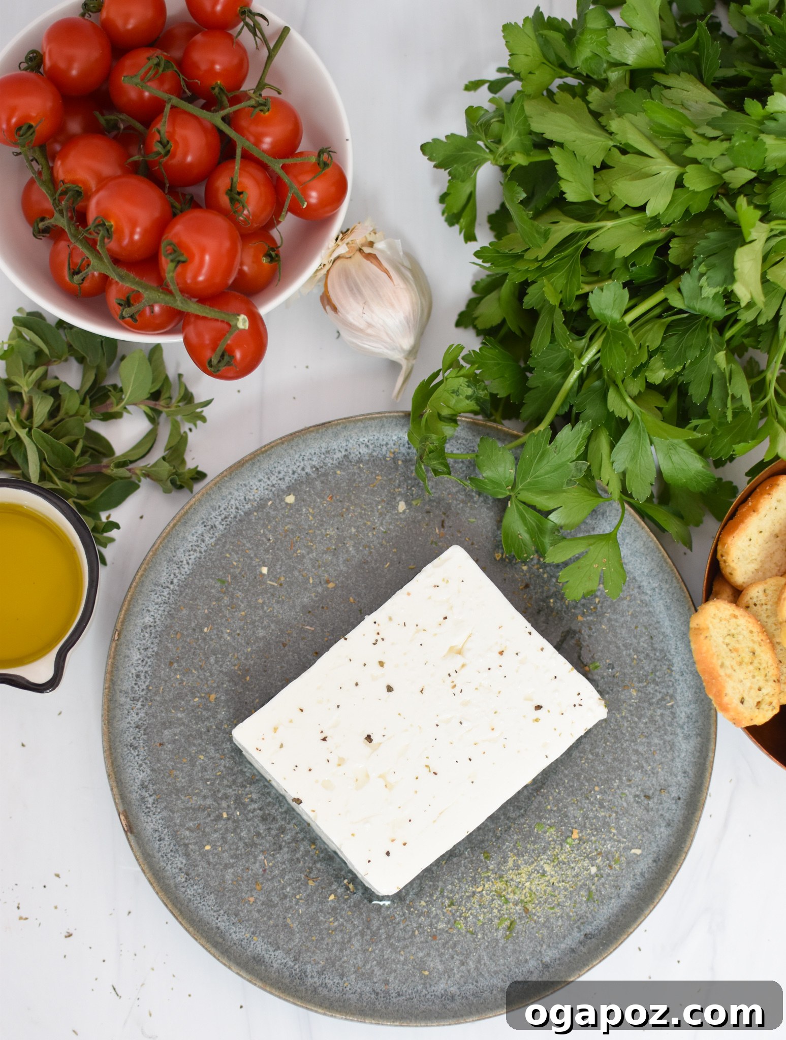 Your New Favorite Baked Feta 3 Easy Baked Feta Recipe ingredients.