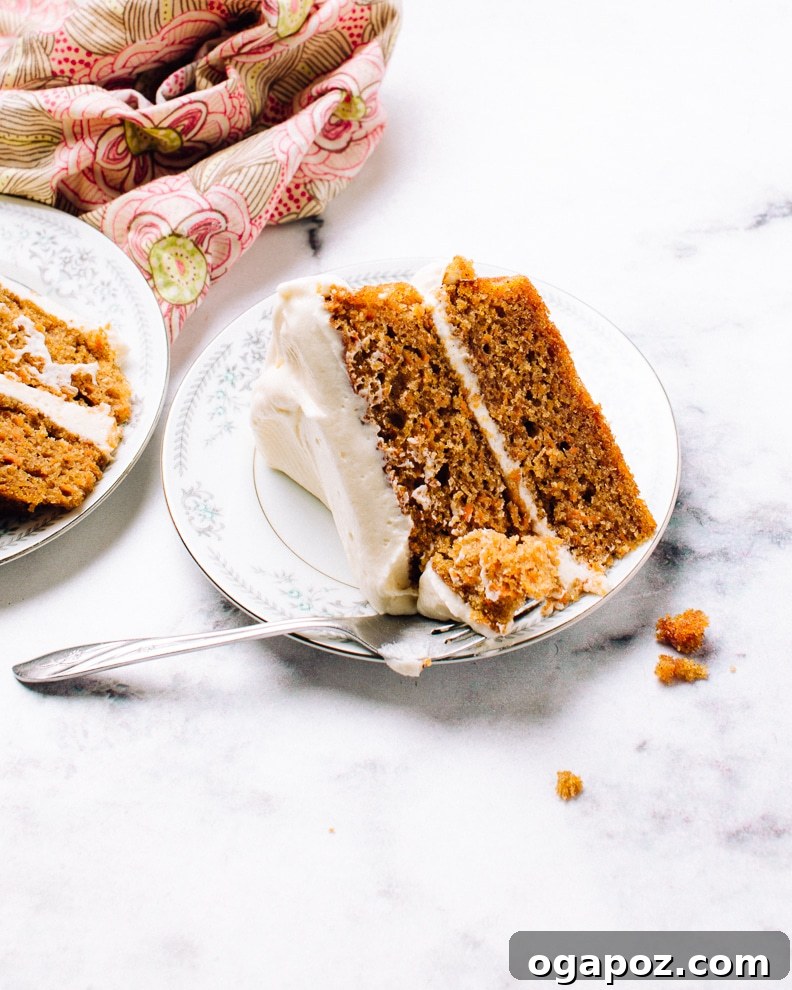 Perfect Cream Cheese Frosting 7 Easy Homemade Carrot Cake frosted generously with thick cream cheese icing.