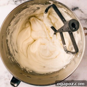 Cream Cheese Icing Recipe in a mixing bowl.