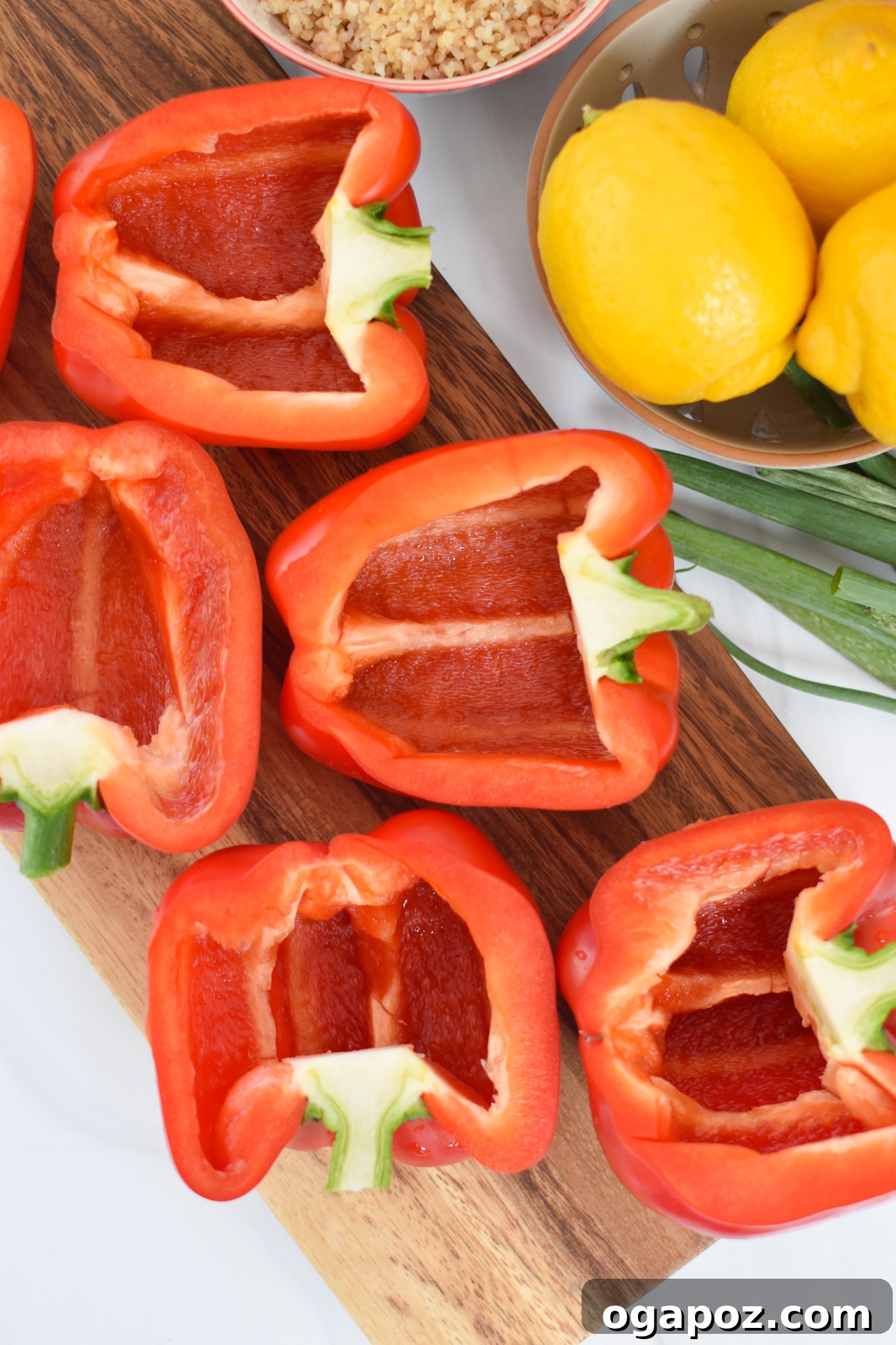 Mediterranean Beef Filled Bell Peppers 7 Vegan Stuffed Peppers Recipe sliced peppers.