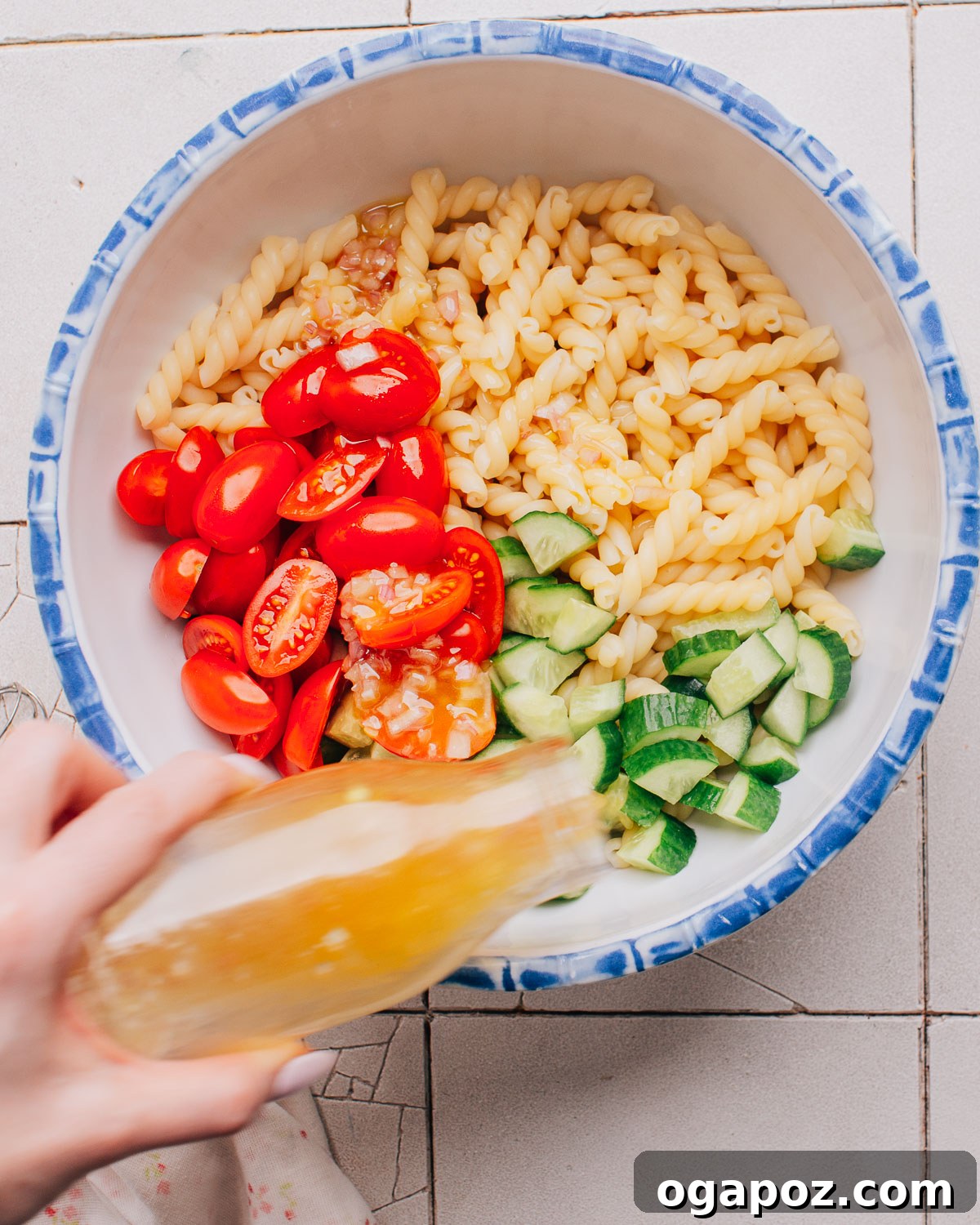 Zesty Italian Pasta Salad 6 Pasta Salad with Italian Dressing in a bowl.