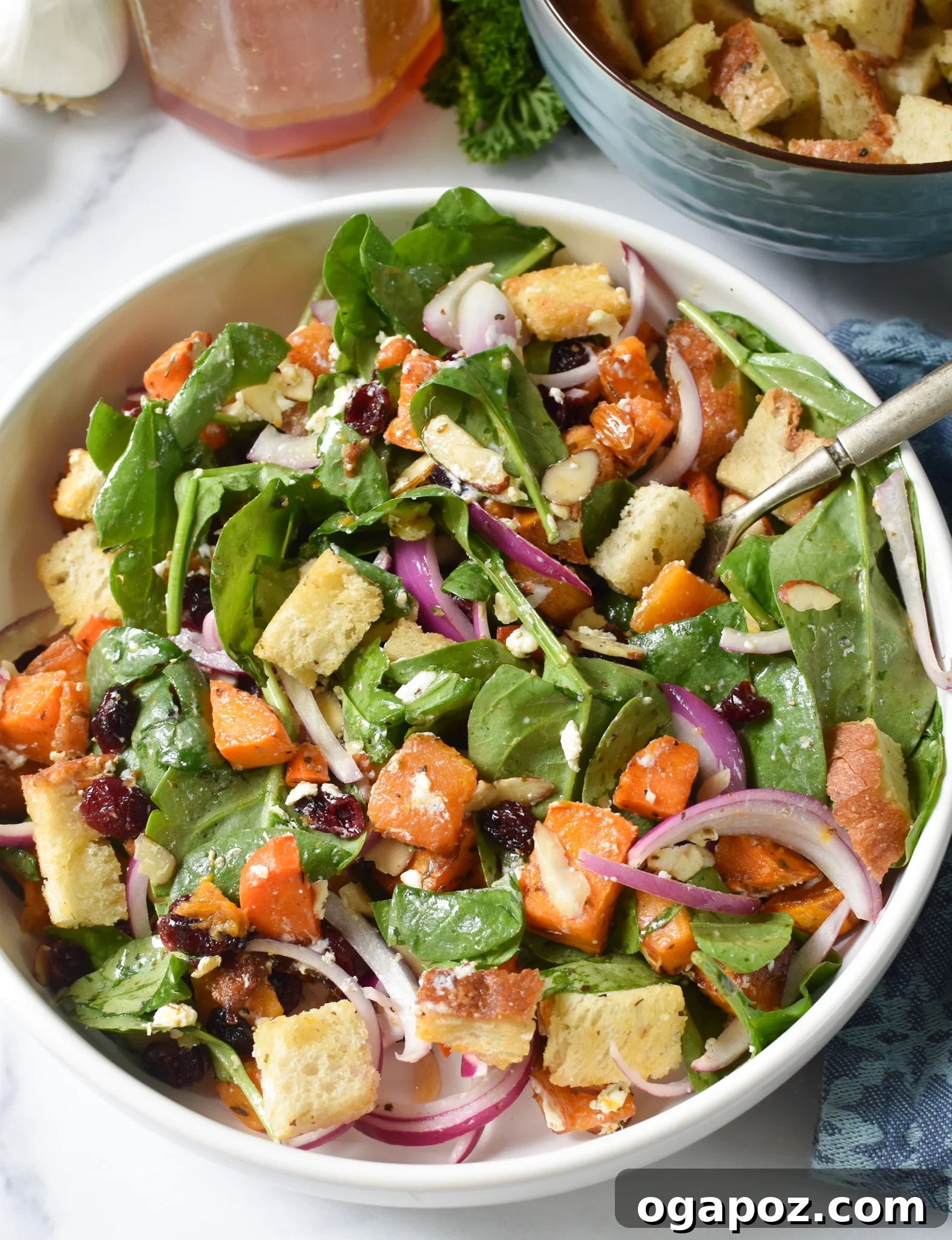 Golden Roasted Vegetable Medley 3 A close-up of the Roasted Vegetable Salad in a rustic white bowl, ready to be served.