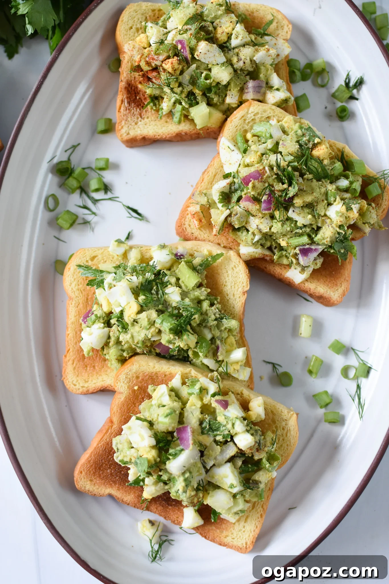 Green Goddess Egg Salad 4 Avocado Egg Salad served on beautifully toasted bread, ready to enjoy.