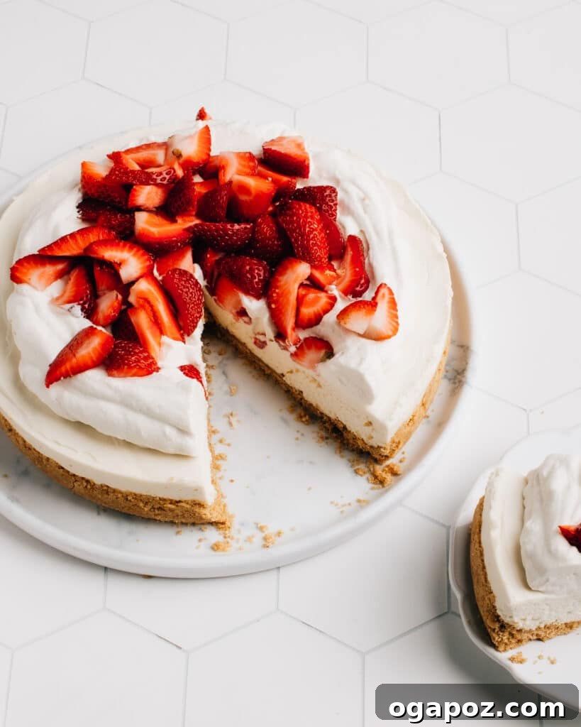 Perfect Homemade Graham Cracker Crust 11 No Bake Cheesecake with my best of all recipes for Graham Cracker Crust, topped with fresh strawberries.
