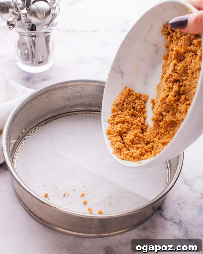 Perfect Homemade Graham Cracker Crust 8 Pressing crust into a prepared pan.