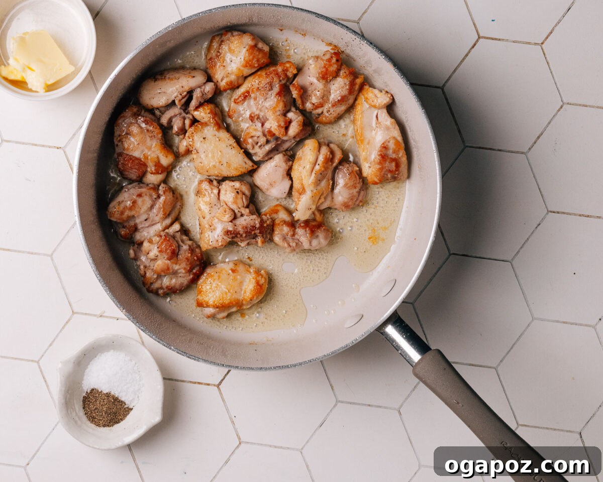 Effortless Chicken and Rice Delight 4 Step 1: Raw chicken pieces are seasoned with salt and pepper on a plate.