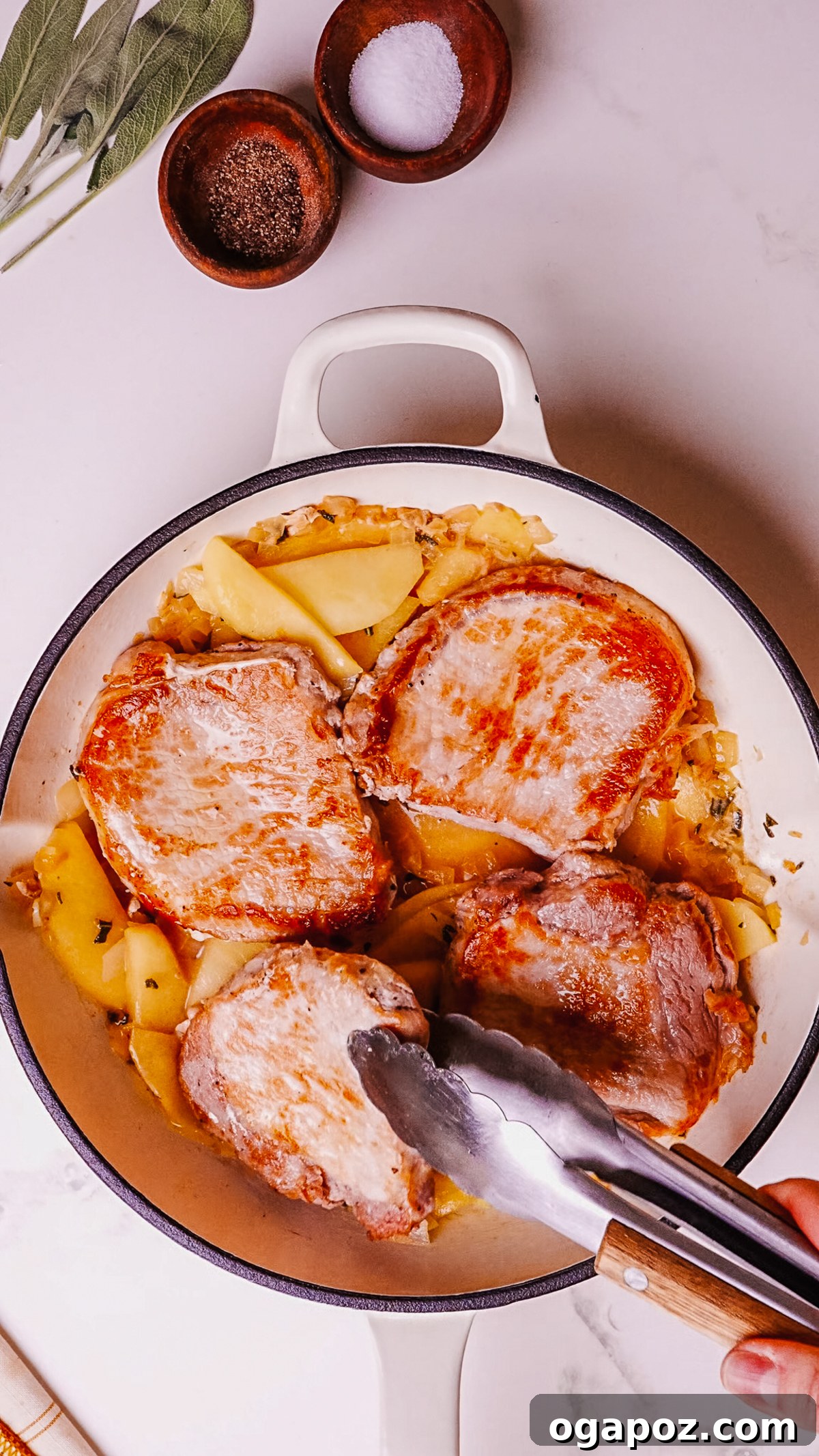 Apple Glazed Pork Chops with a Rich Pan Sauce 8 Steps of making Pork Chops with Apples Recipe.