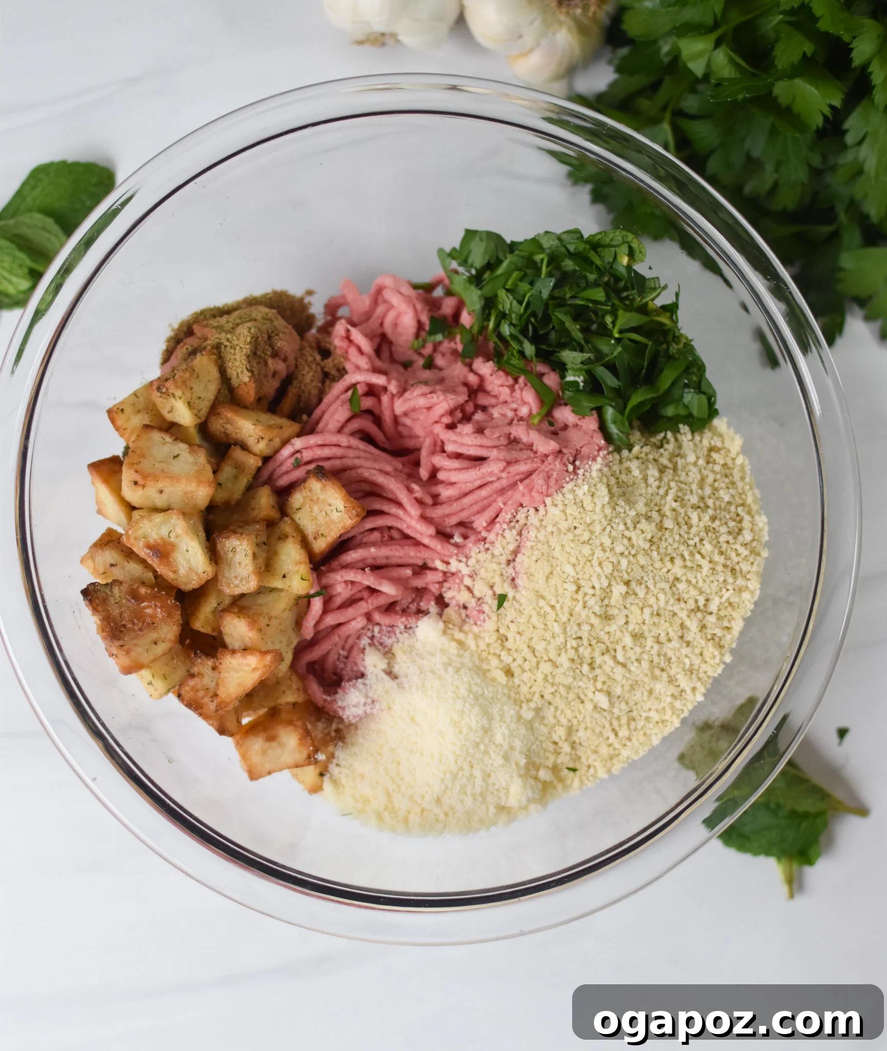 Crispy Lamb Bites 6 All the ingredients for Lamb Croquettes mixed together in a large bowl.