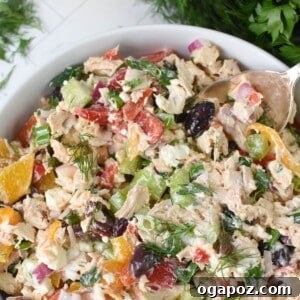 Healthy Mediterranean Chicken Salad, perfectly plated and ready to enjoy.