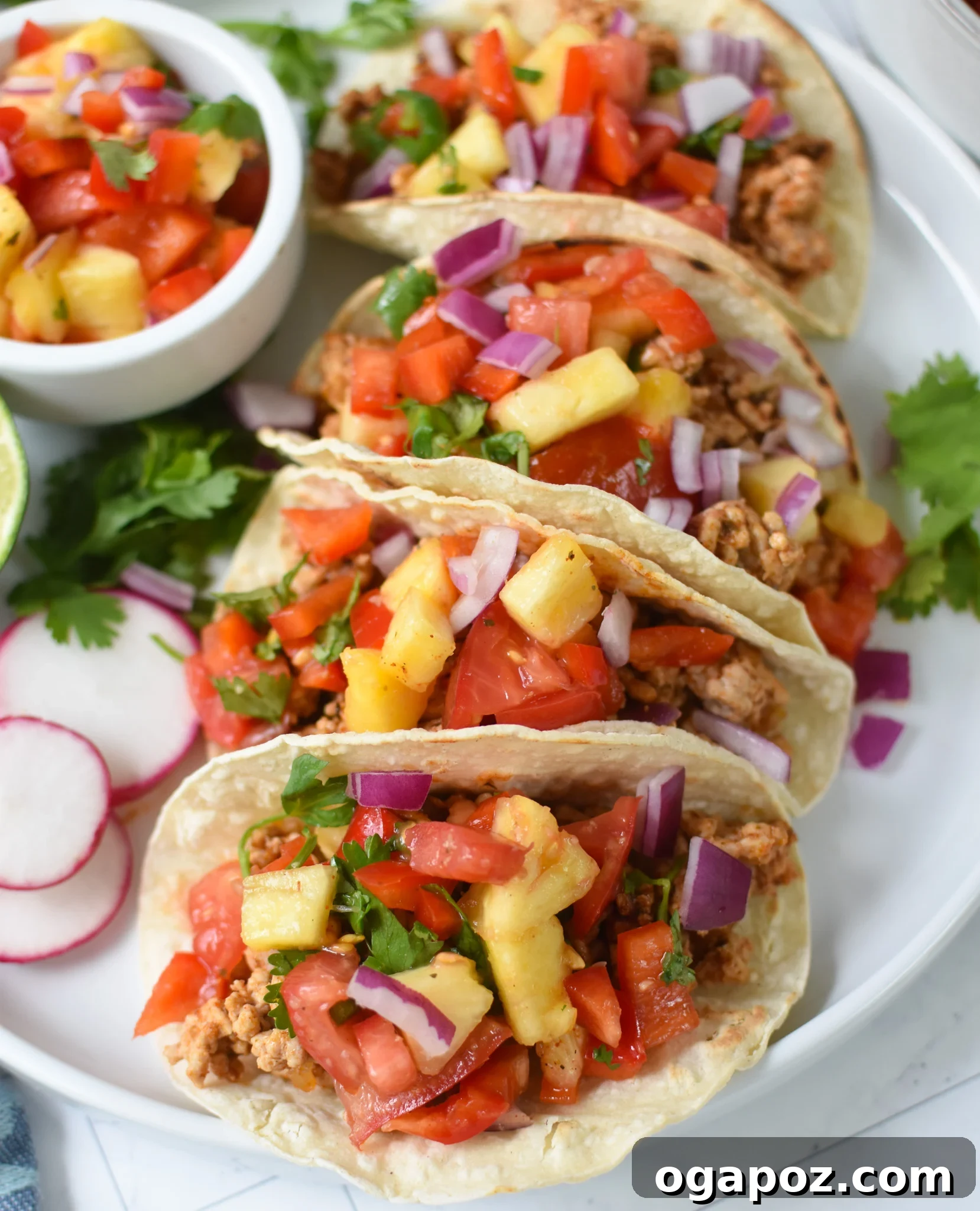 No-Fuss Ground Pork Tacos 7 Easy Ground Pork Tacos tacos with pineapple salsa.