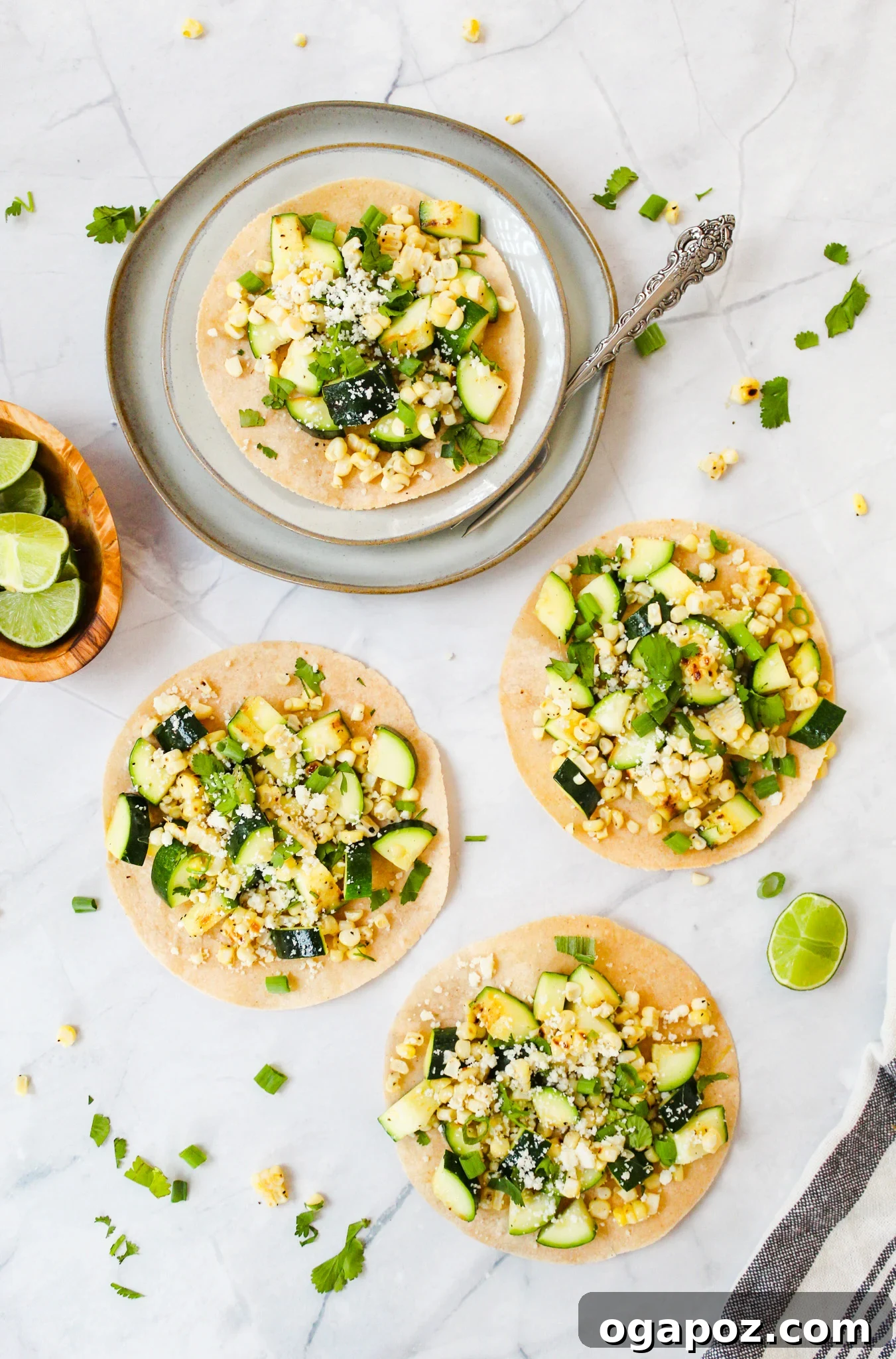 Effortless Zucchini Tacos 4 A finished Easy Zucchini Taco on a plate, ready to be enjoyed.