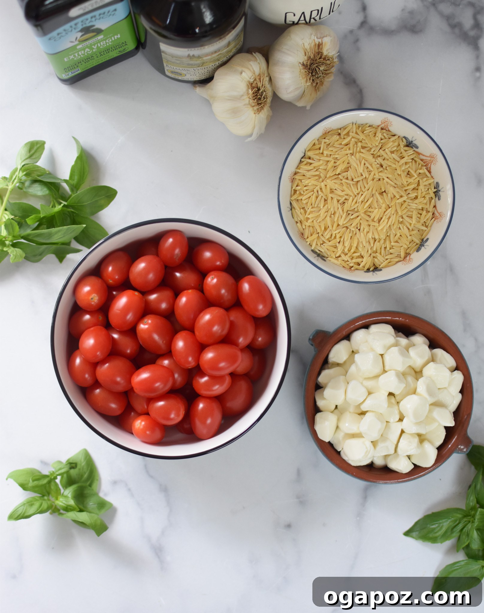 Fresh Caprese Orzo Salad 6 Caprese Orzo Pasta Salad ingredients.