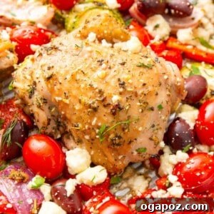 Zesty Mediterranean Sheet Pan Chicken 12 Mediterranean Sheet Pan Chicken, close-up of a serving
