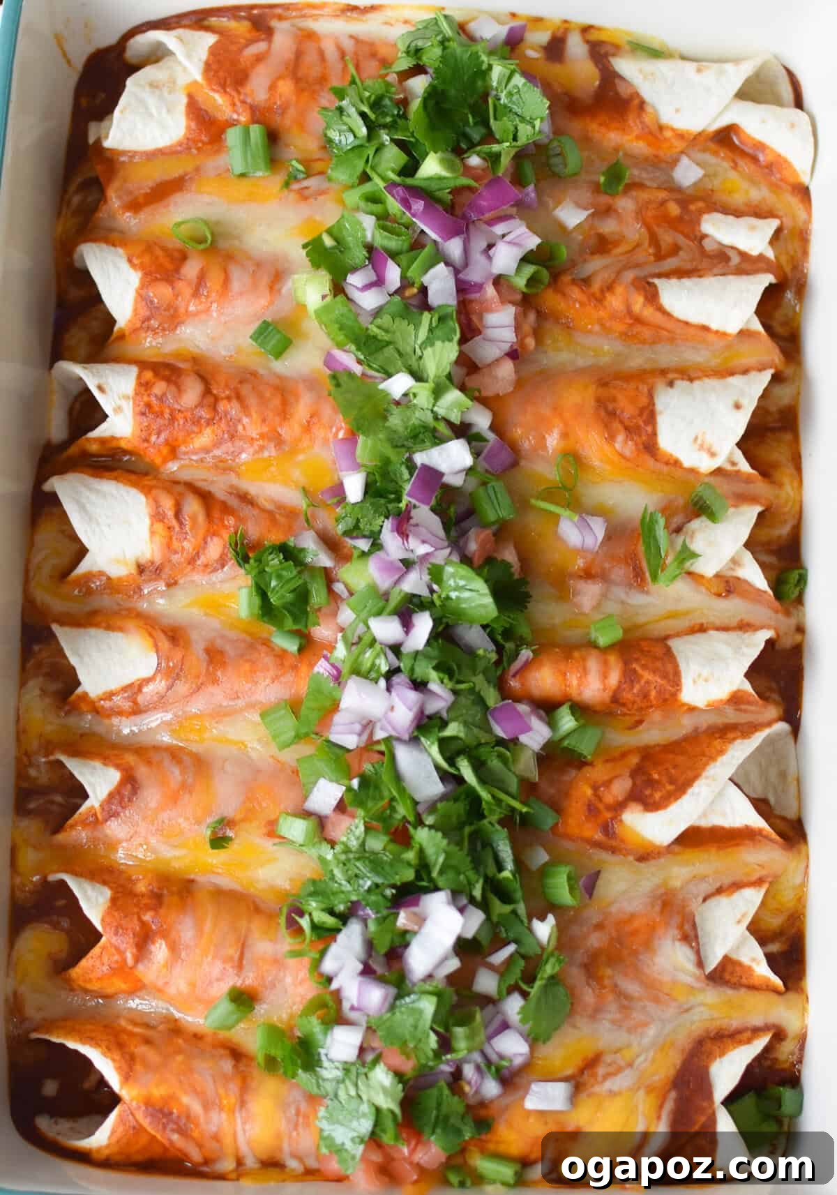 Weeknight Pork Enchilada Bliss 9 A full pan of delicious pork enchiladas, ready for serving or meal prepping