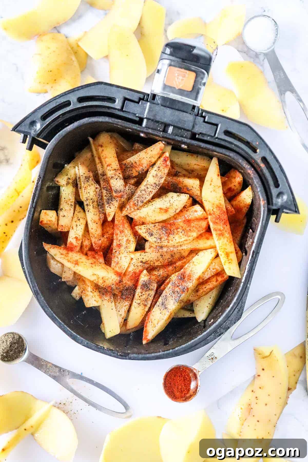 Crispy Air Fryer French Fries 8 Air Fryer French Fries Recipe cooking in an air fryer basket