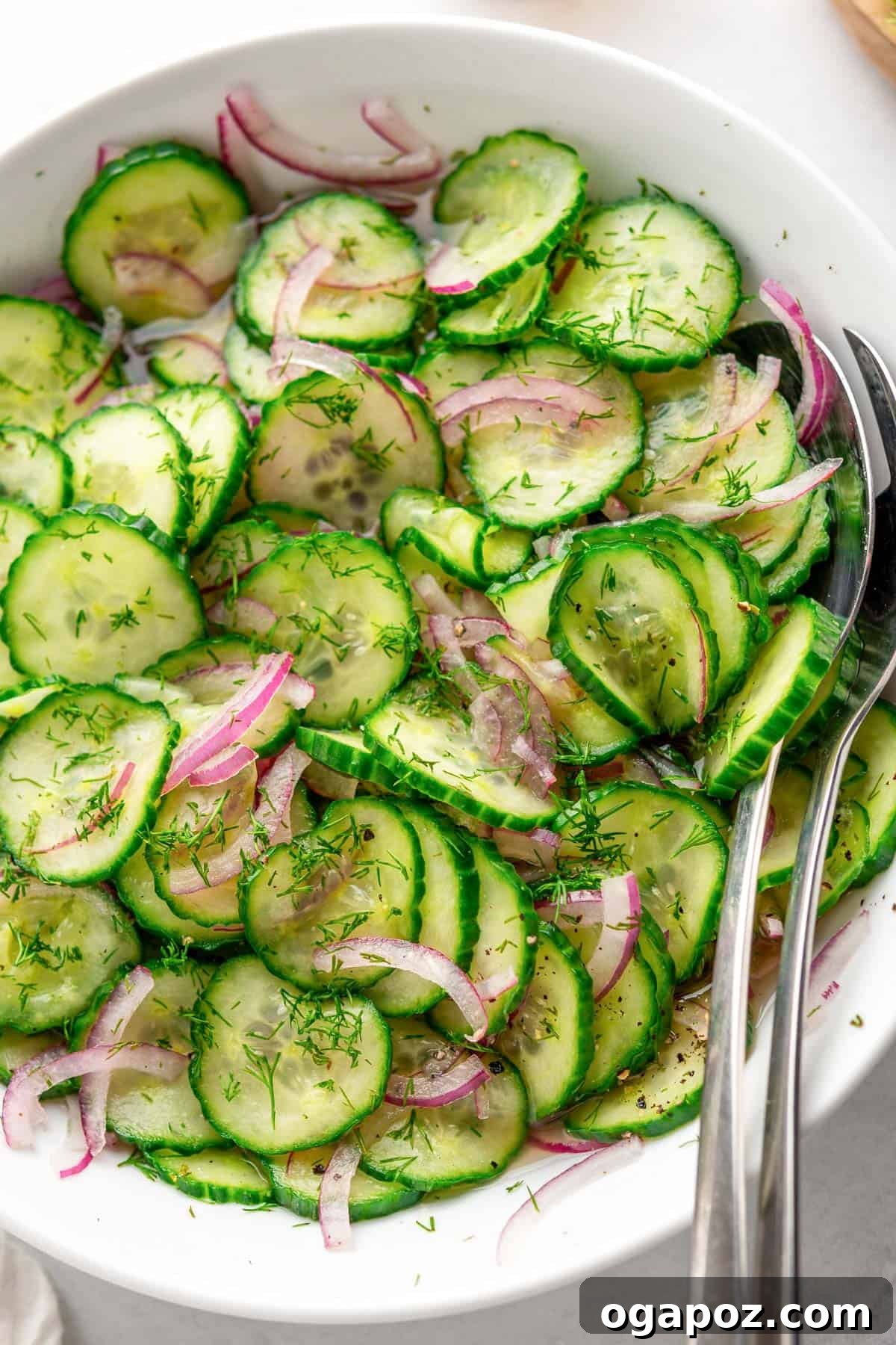 Cucumber Onion Salad in bowl