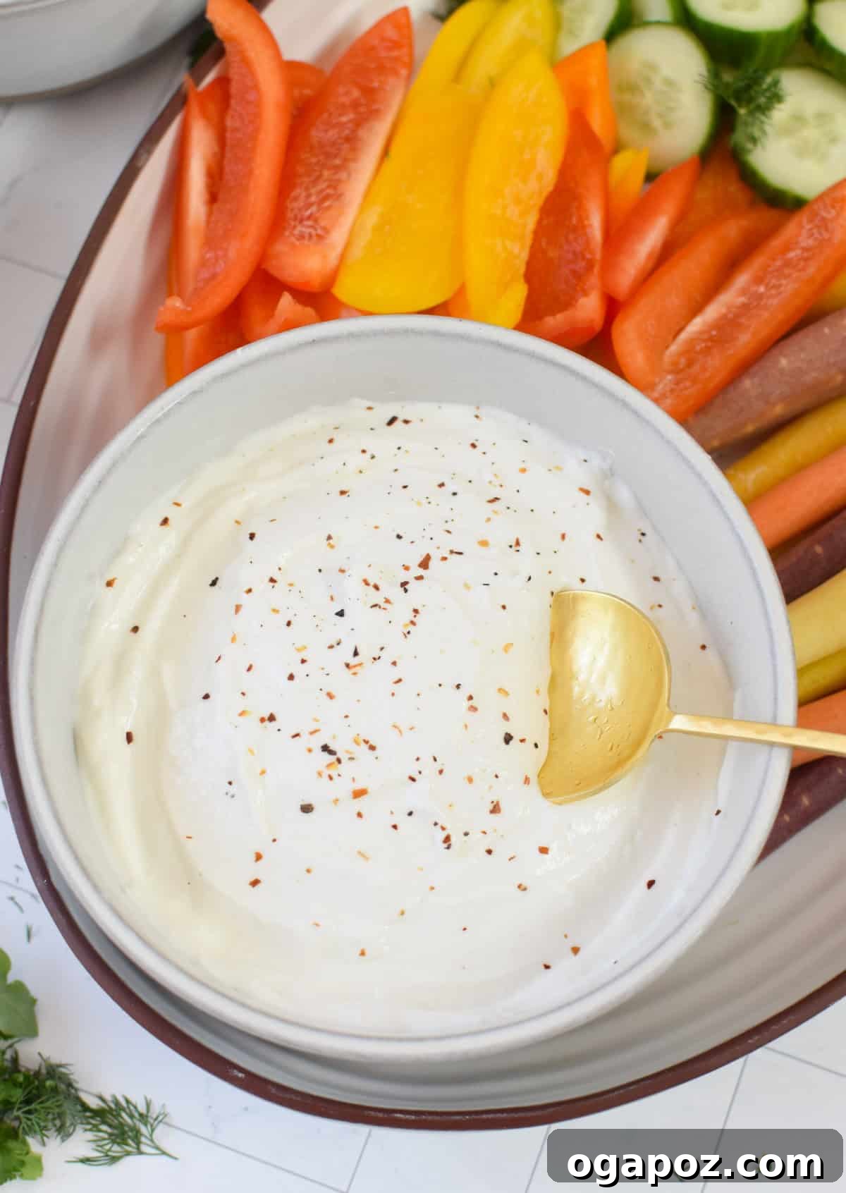 Whipped Cottage Cheese with gold spoon