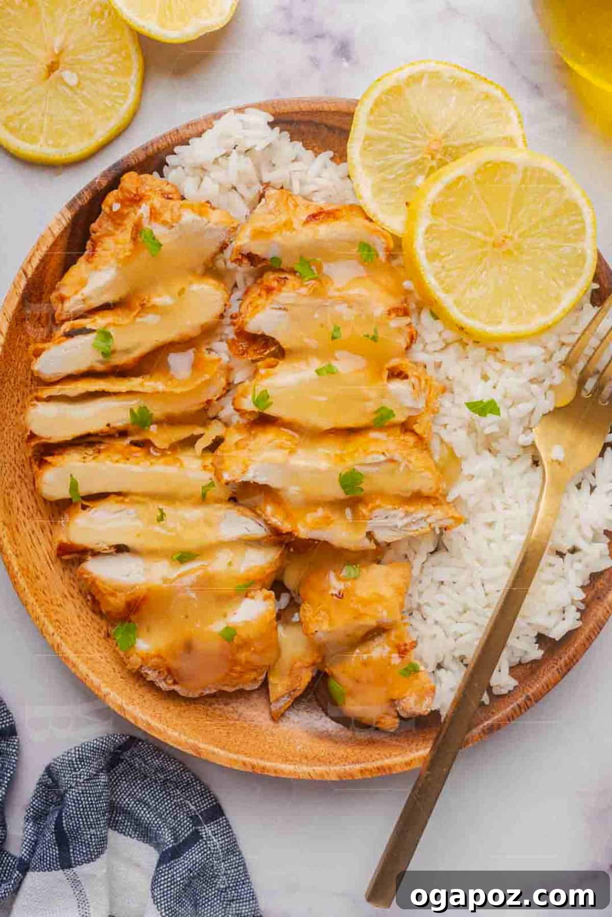 Ultimate Air Fryer Chicken Breast 4 Crispy Air Fryer Chicken Breast with lemon sauce on a plate