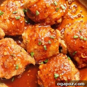 Honey Ginger Chicken served in a square dish