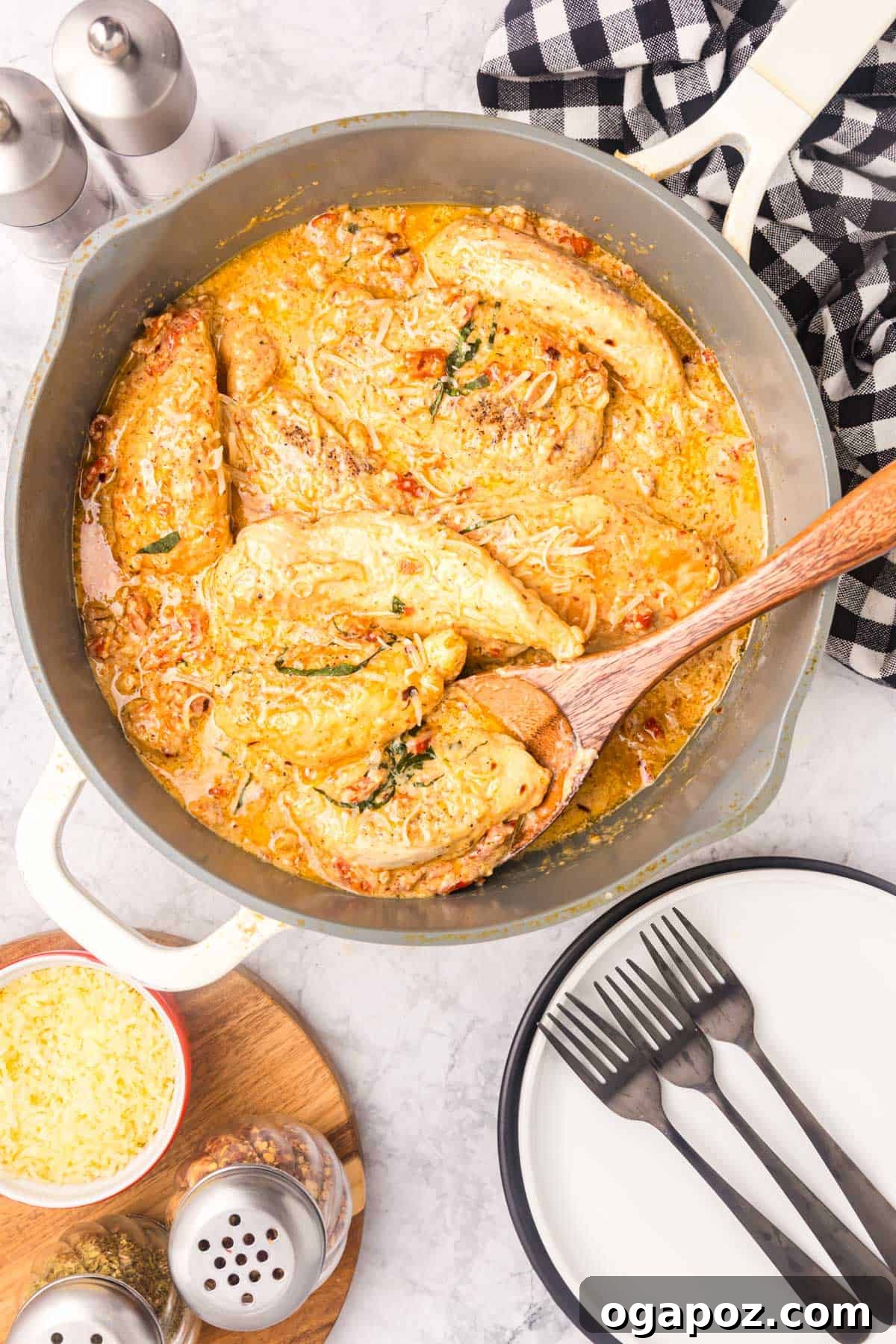 Proposal Perfect Chicken 12 Marry Me Chicken simmering in a skillet, ready to be served.