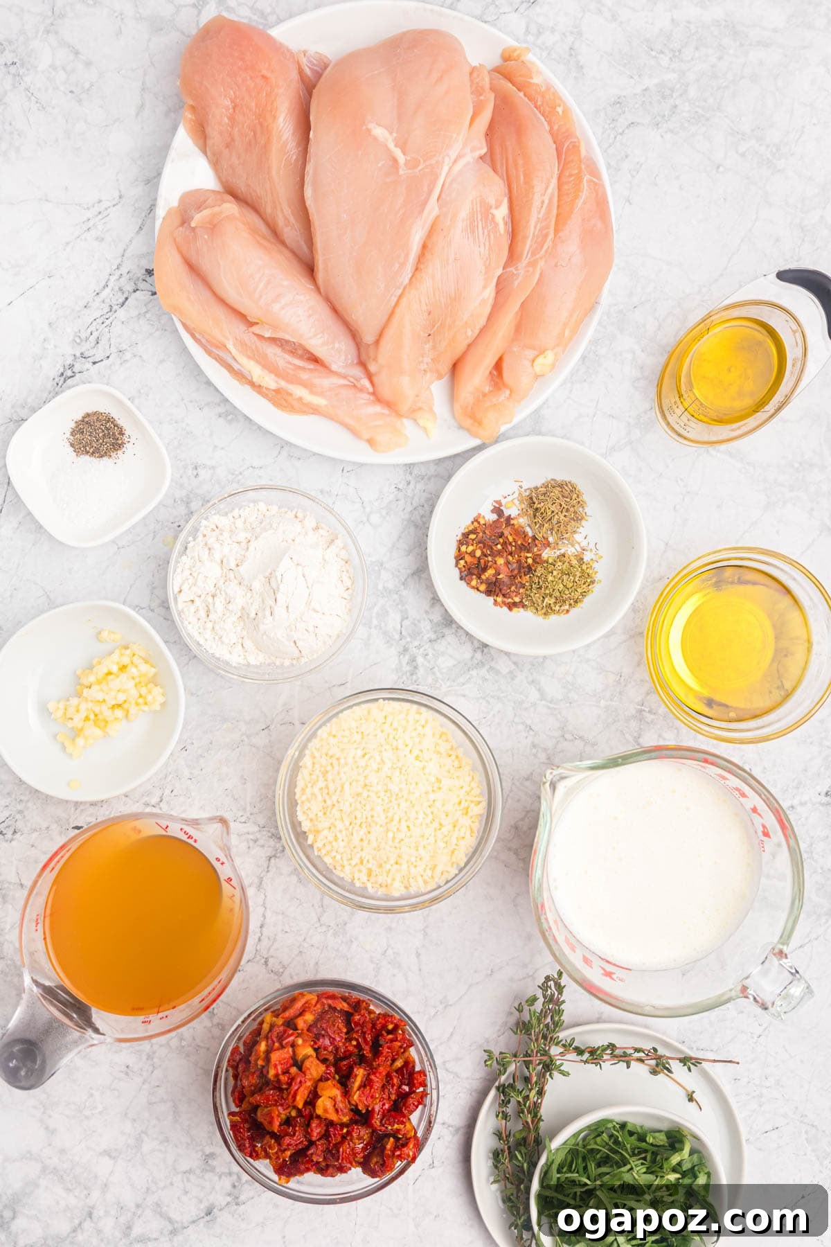 Proposal Perfect Chicken 6 All the fresh and pantry ingredients laid out for Marry Me Chicken preparation