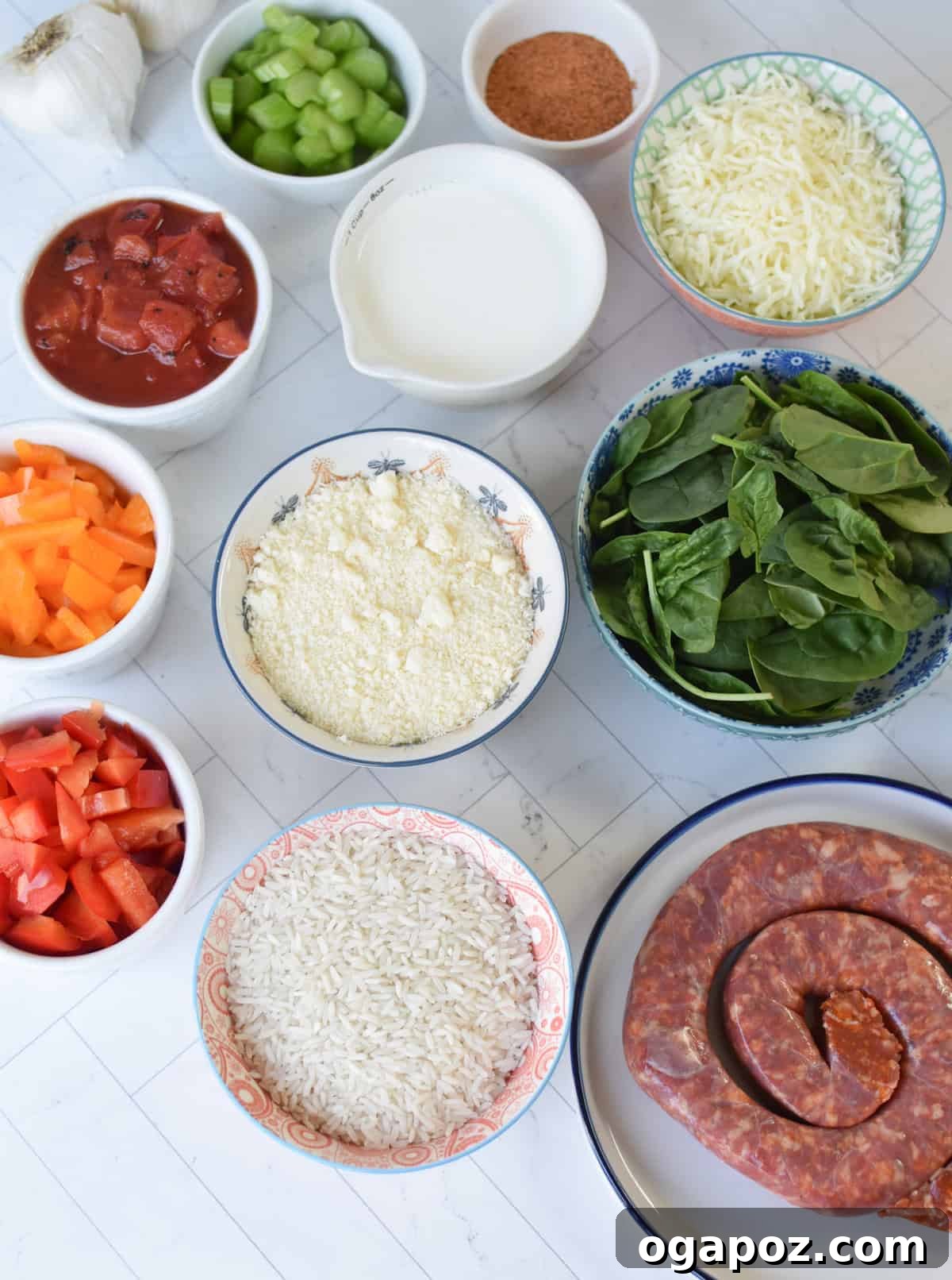 Spicy Creamy Cajun Sausage Rice Skillet 4 Creamy Cajun Sausage Rice Skillet ingredients