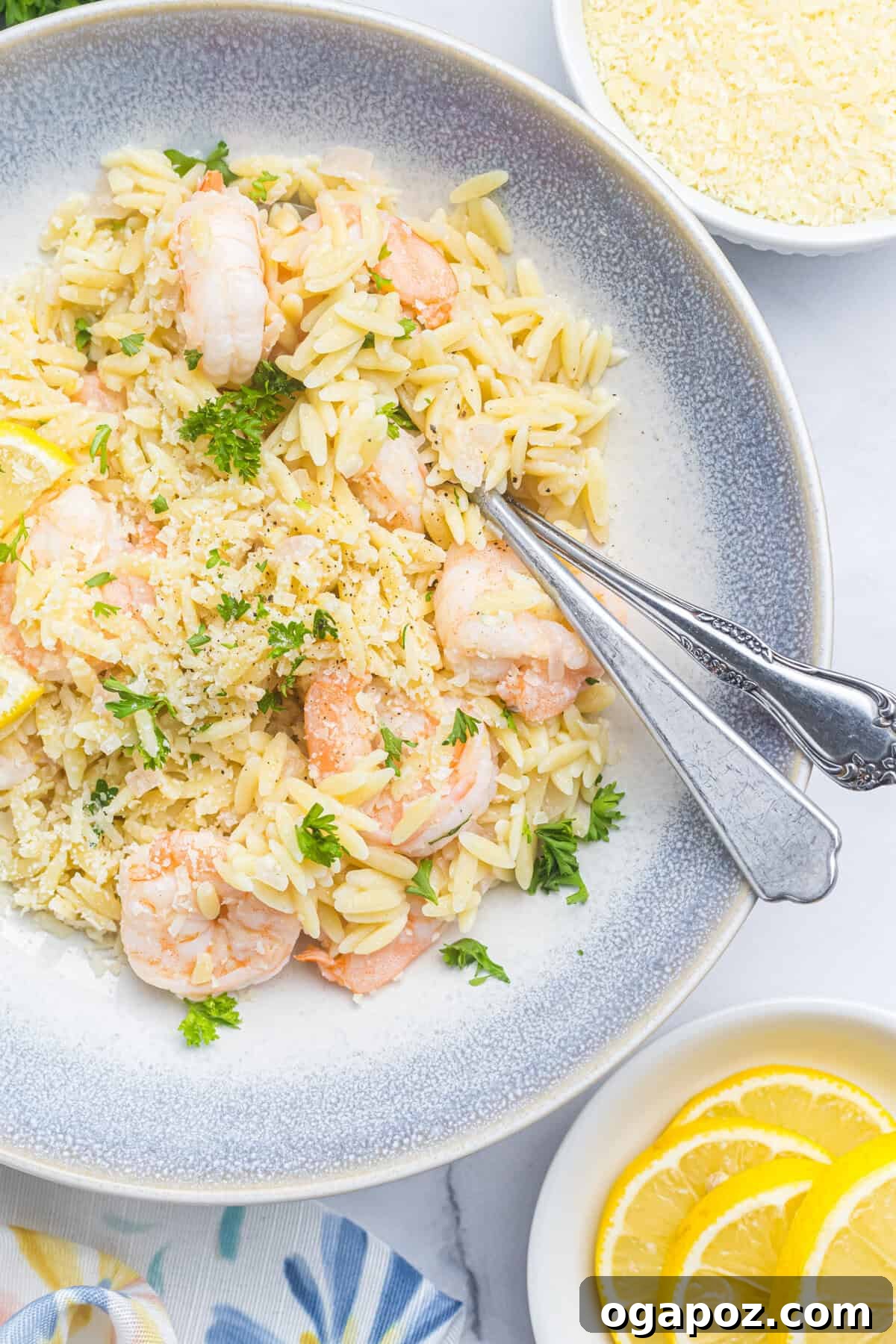 Zesty Lemon Shrimp Orzo 7 Lemon Shrimp and Orzo with forks