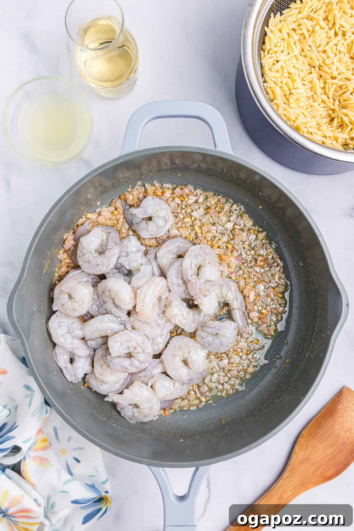 Zesty Lemon Shrimp Orzo 9 Lemon Shrimp and Orzo in a skillet