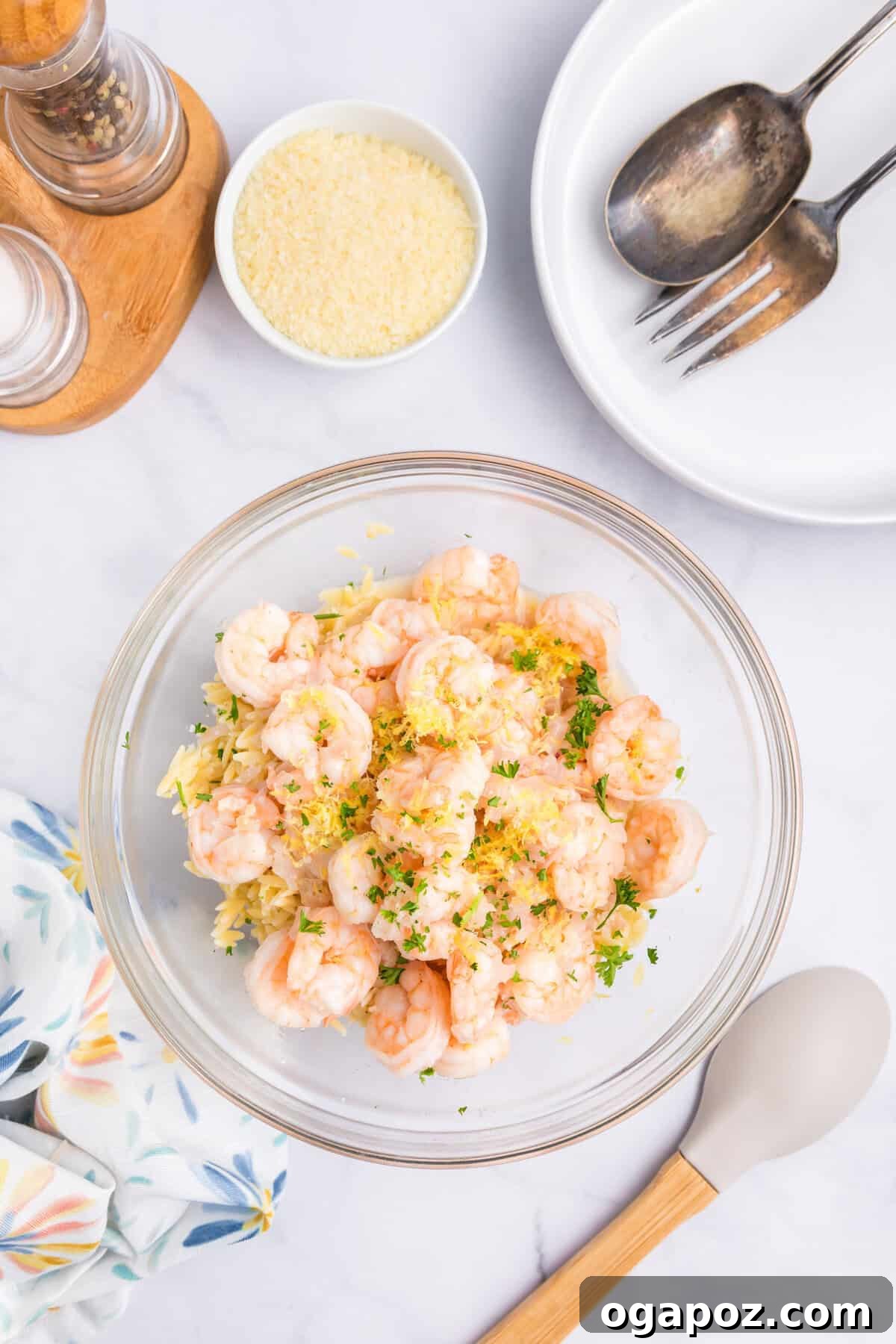 Zesty Lemon Shrimp Orzo 10 Lemon Shrimp and Orzo in a bowl