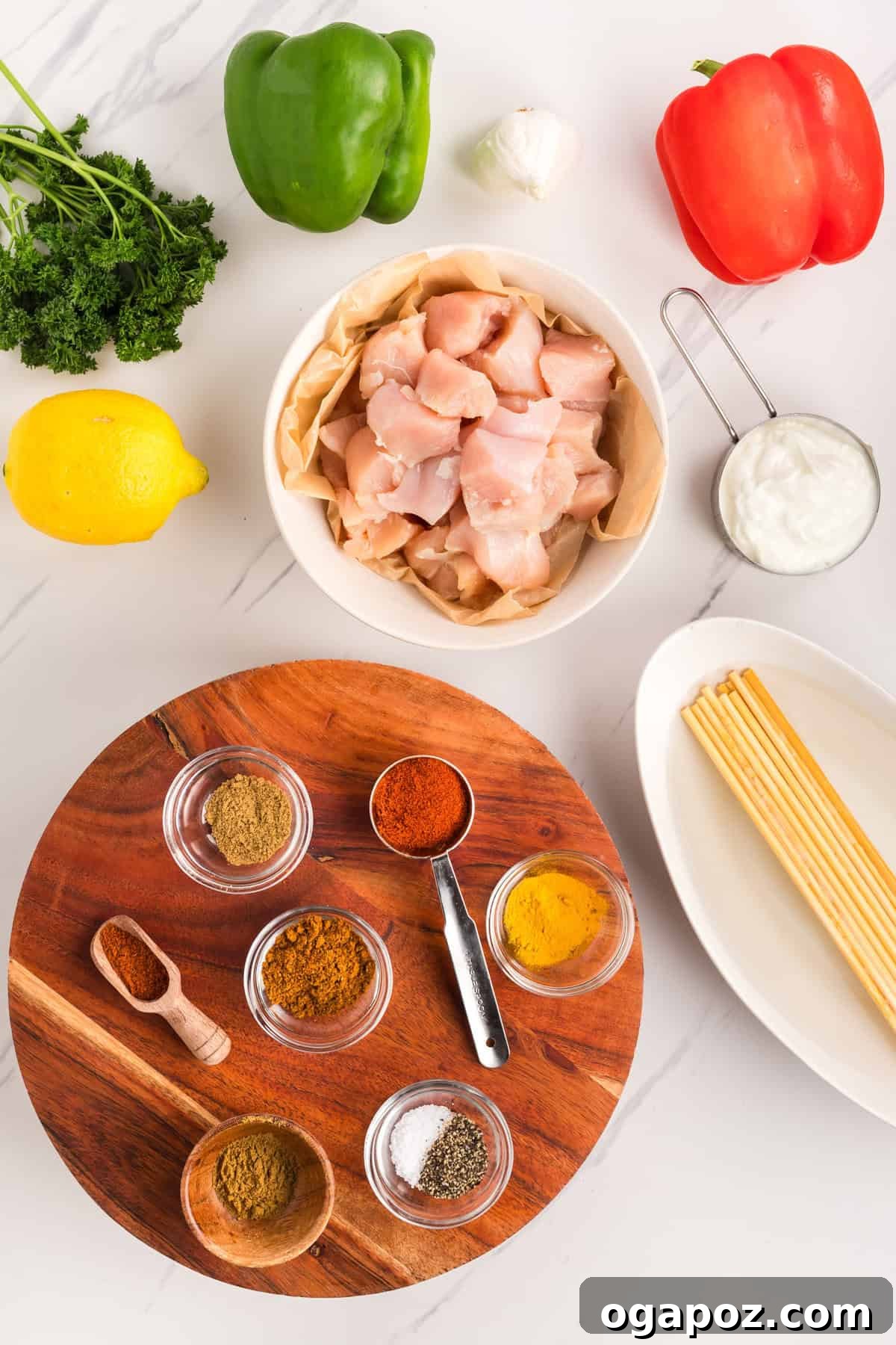 Zesty Grilled Chicken Tikka Skewers 4 All the fresh ingredients laid out for making Chicken Tikka Kebabs