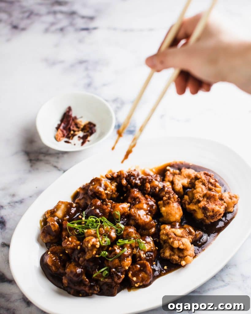 Orange Chicken with an Unforgettable Citrus Glaze 6 Finished orange chicken recipe with orange chicken sauce.