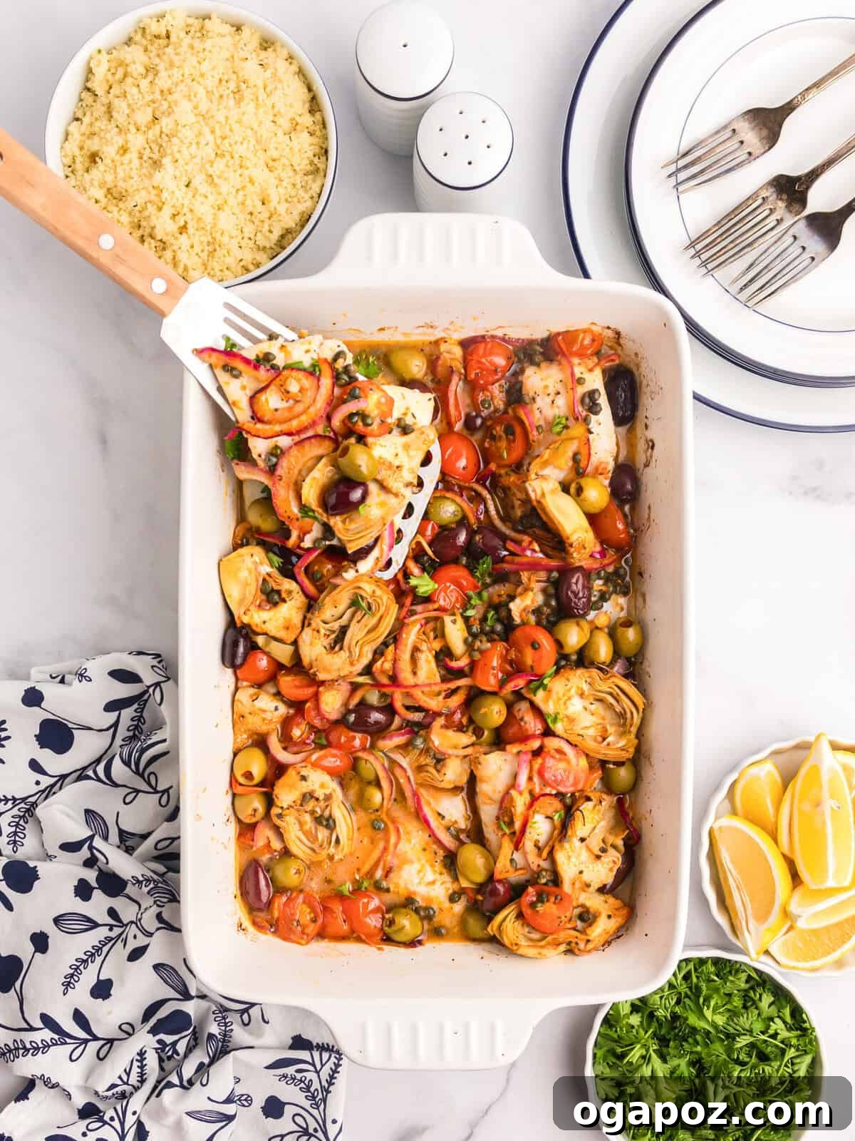 Sun-Kissed Mediterranean Fish Bake 13 Mediterranean Baked Fish in a baking dish