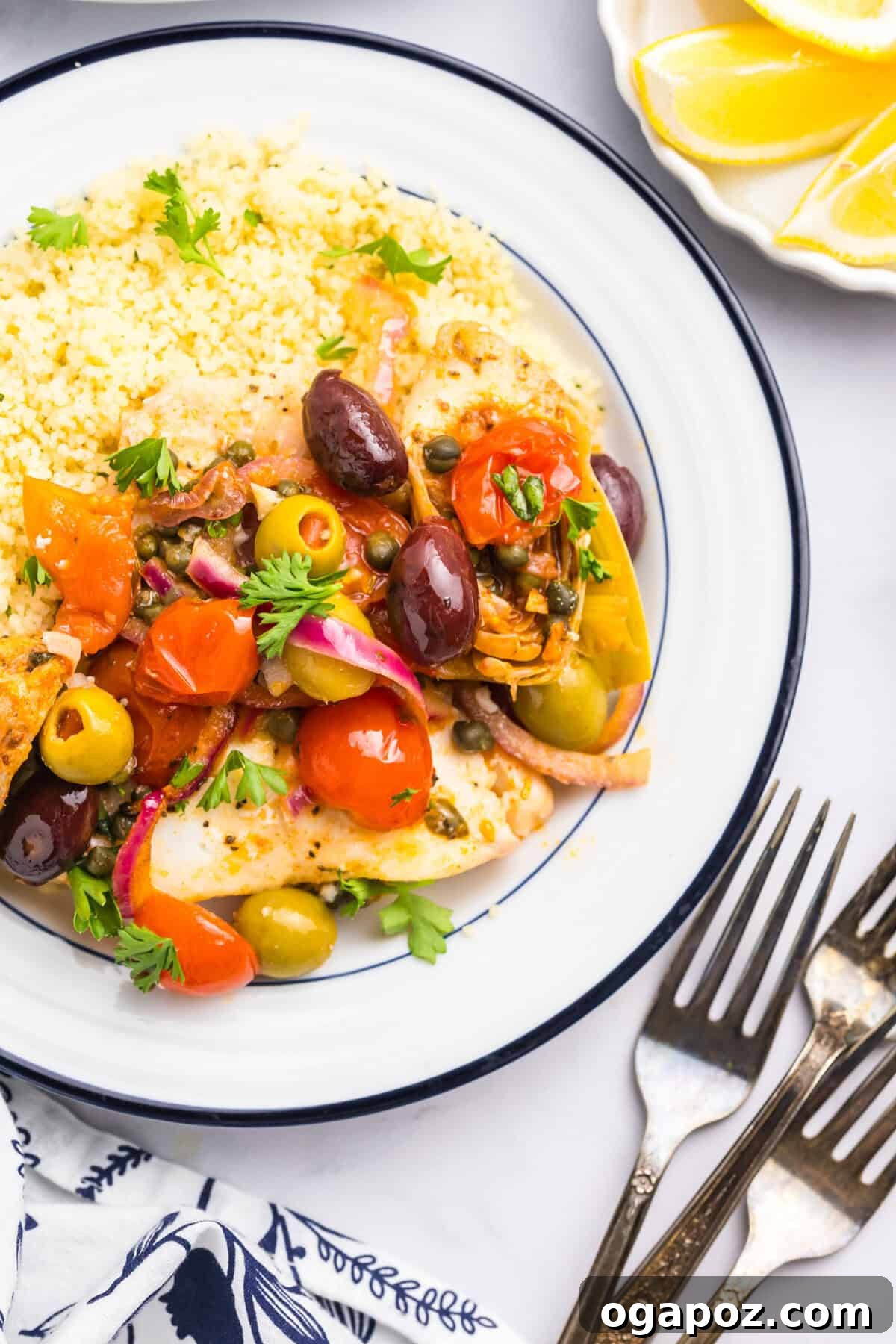 Sun-Kissed Mediterranean Fish Bake 7 Mediterranean Baked Fish on a white plate