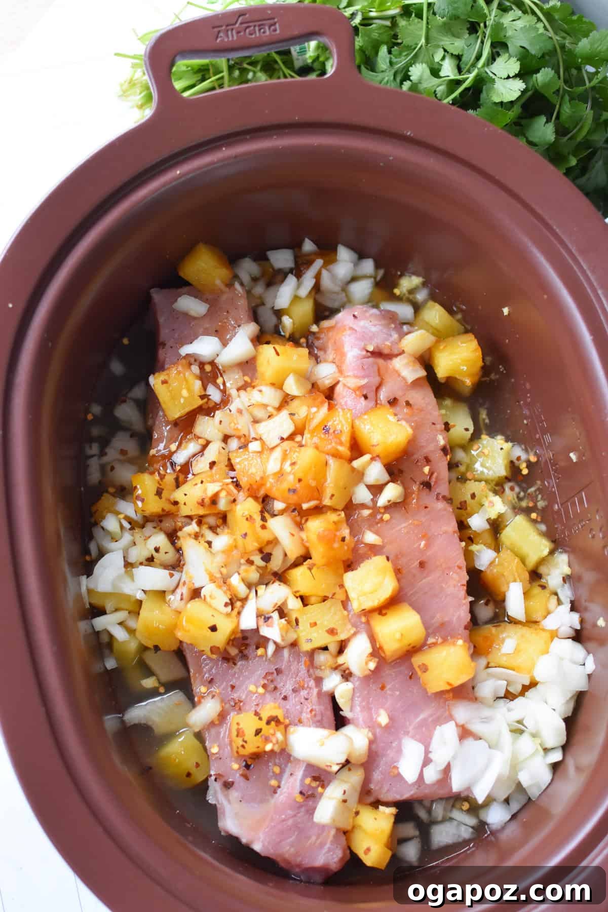 Slow Cooker Pineapple Pork Loin in a crockpot